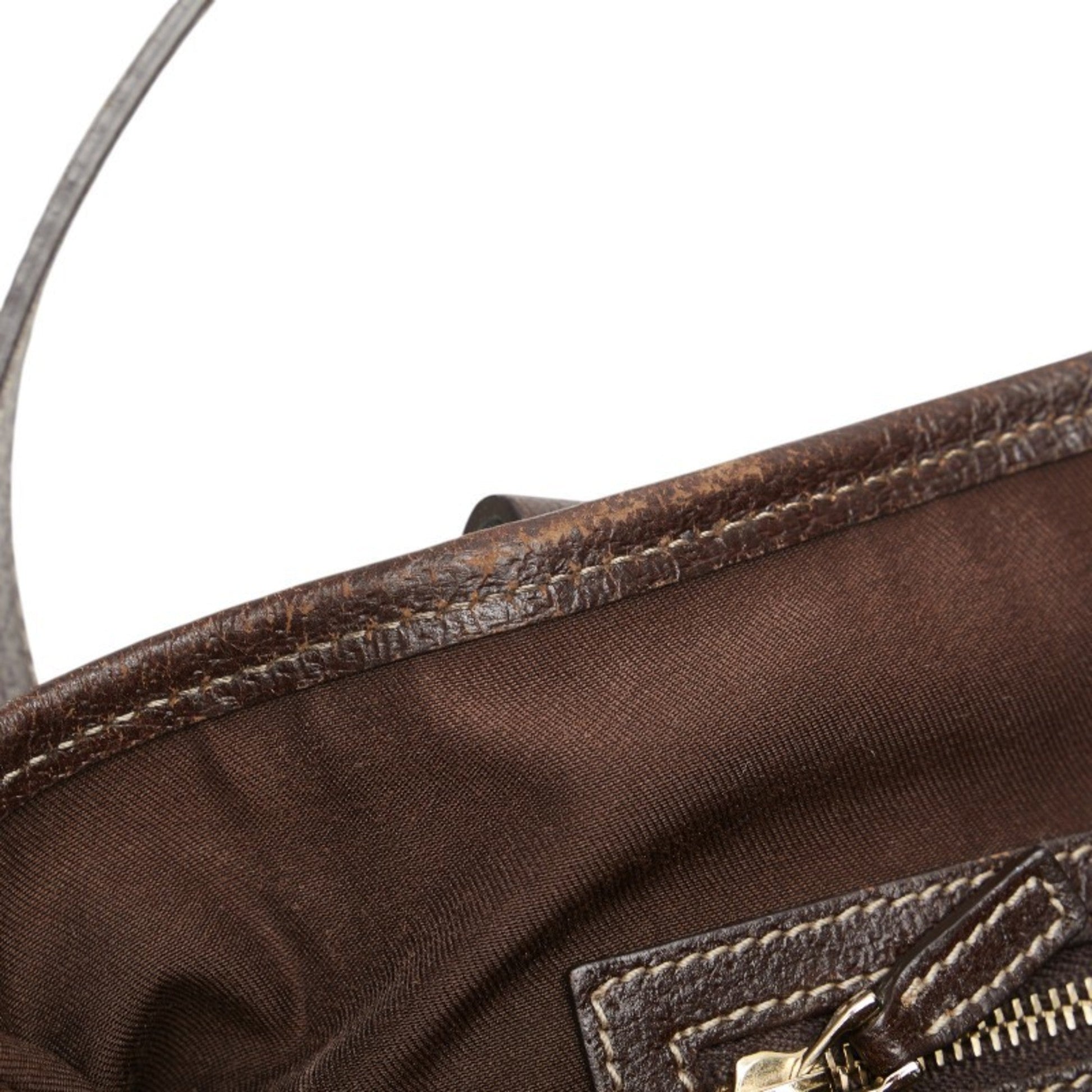 Gucci Gg Canvas Beige Brown Gg Canvas Leather Shoulder Bag Tote Bag