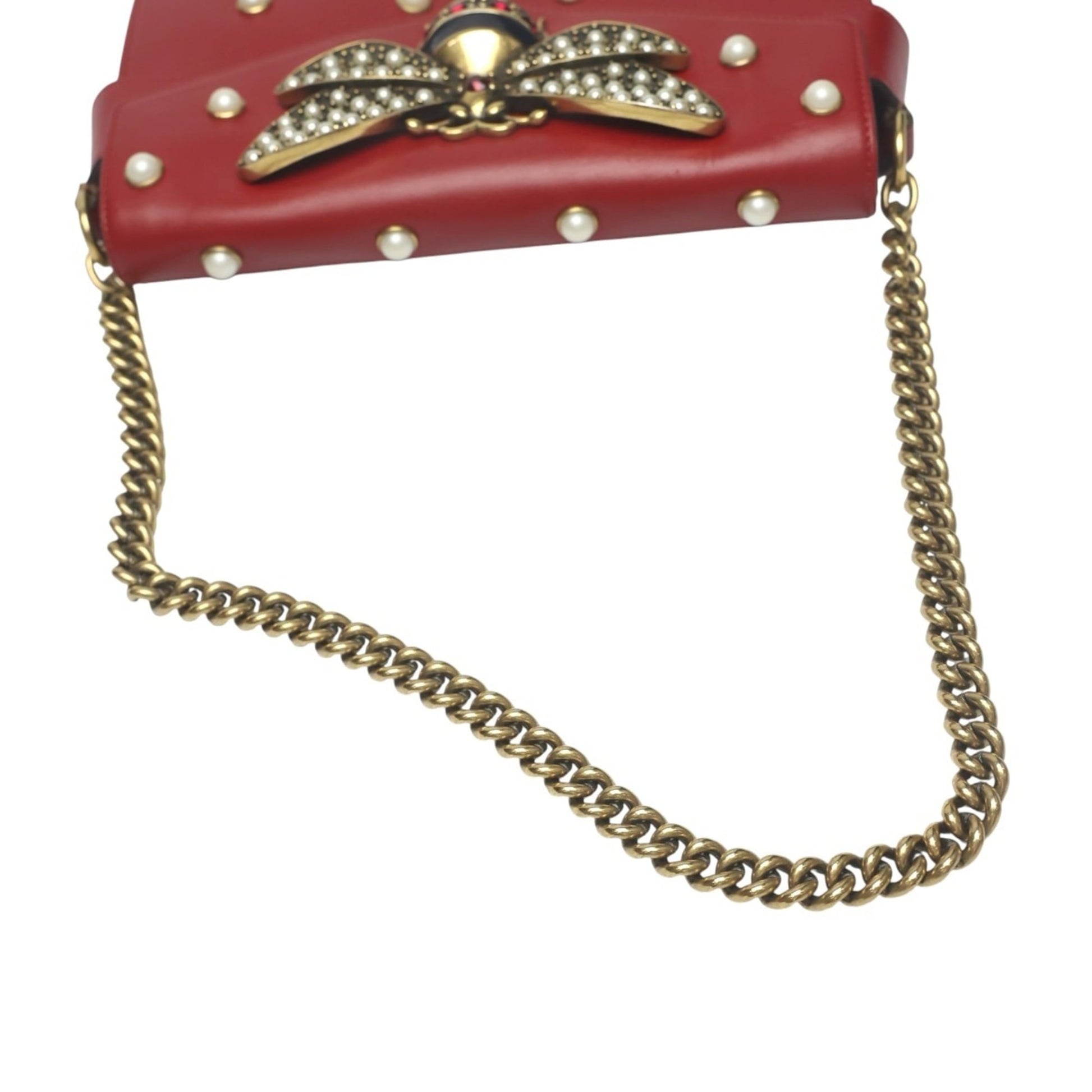 Gucci Red Color Leather Handbag Shoulder Bag