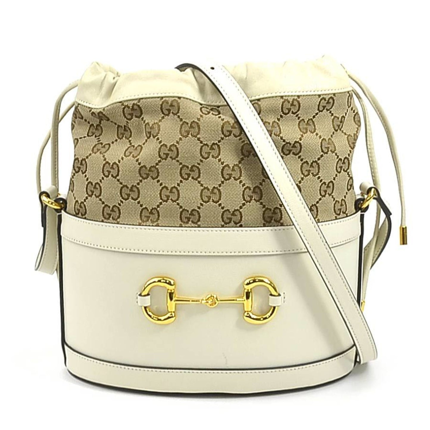 Gucci Ivory Gg Canvas Leather Shoulder Bag