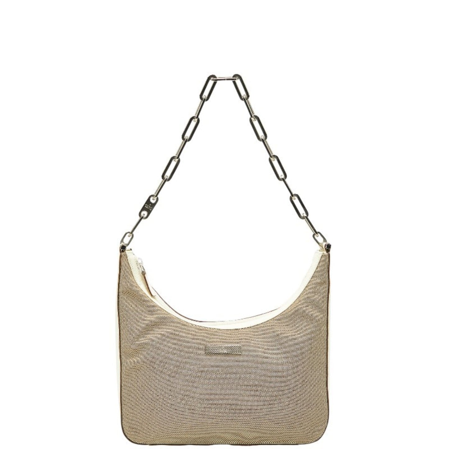Gucci Beige White Canvas Leather Shoulder Bag