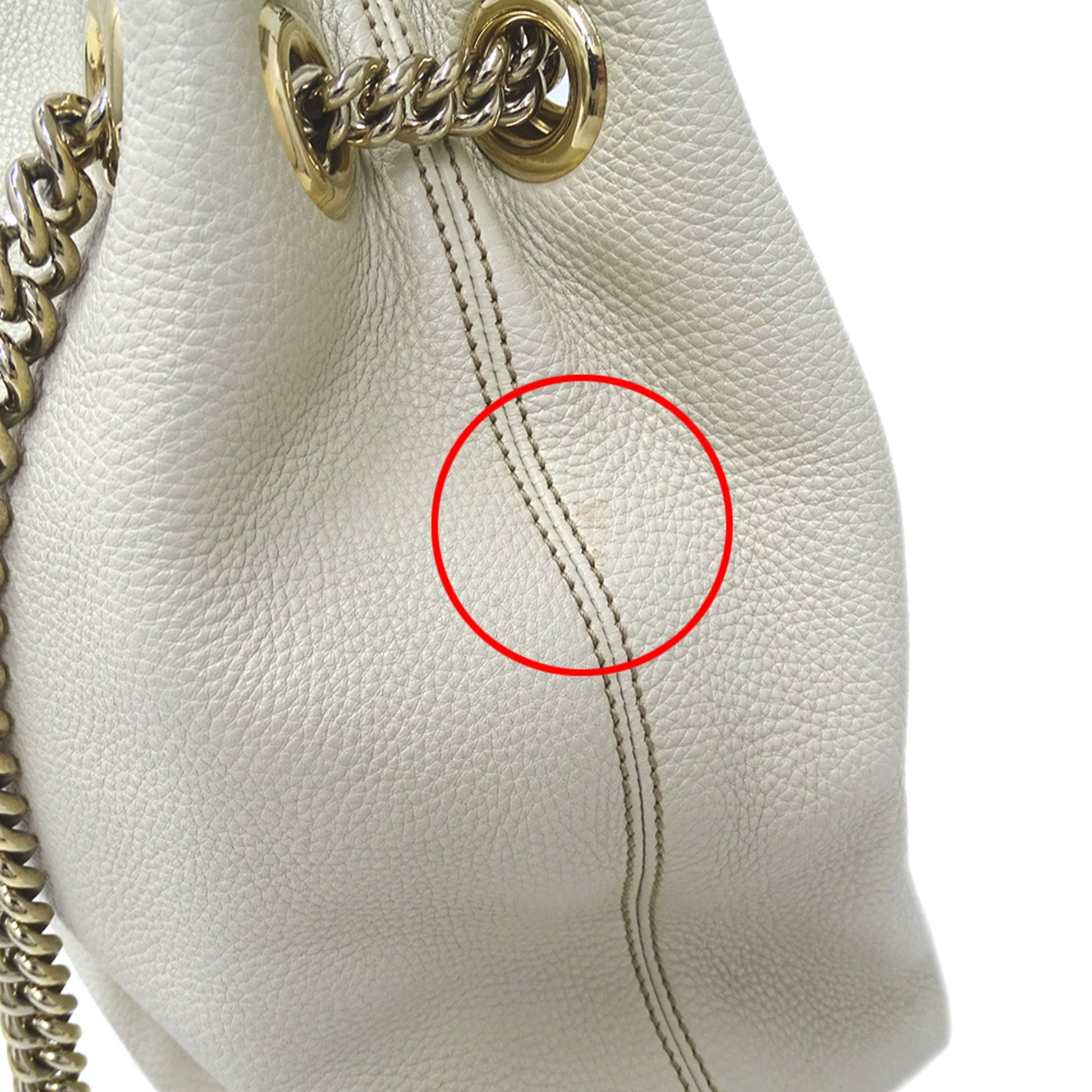 Gucci White Leather Tote Bag