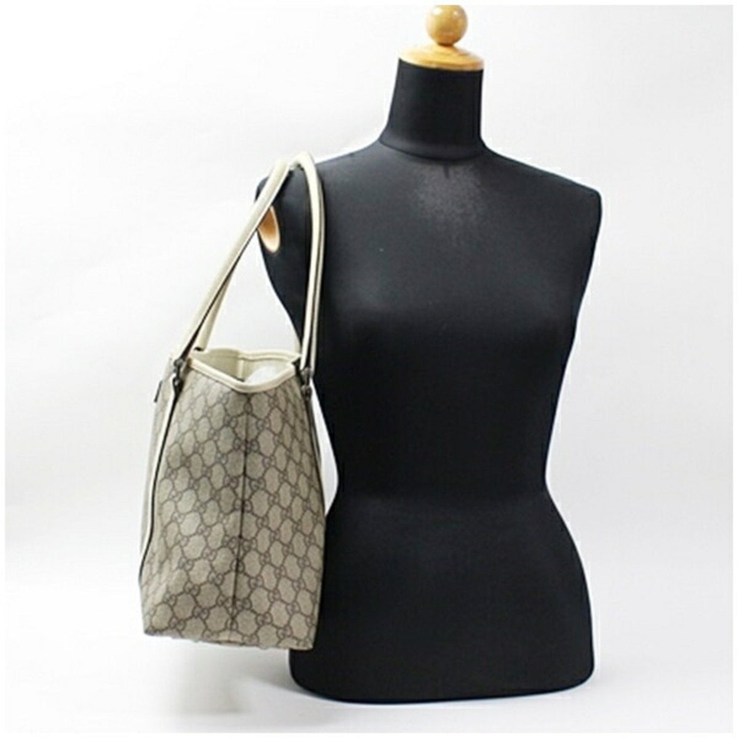 Gucci Beige Brown Dark Brown Leather Tote Bag