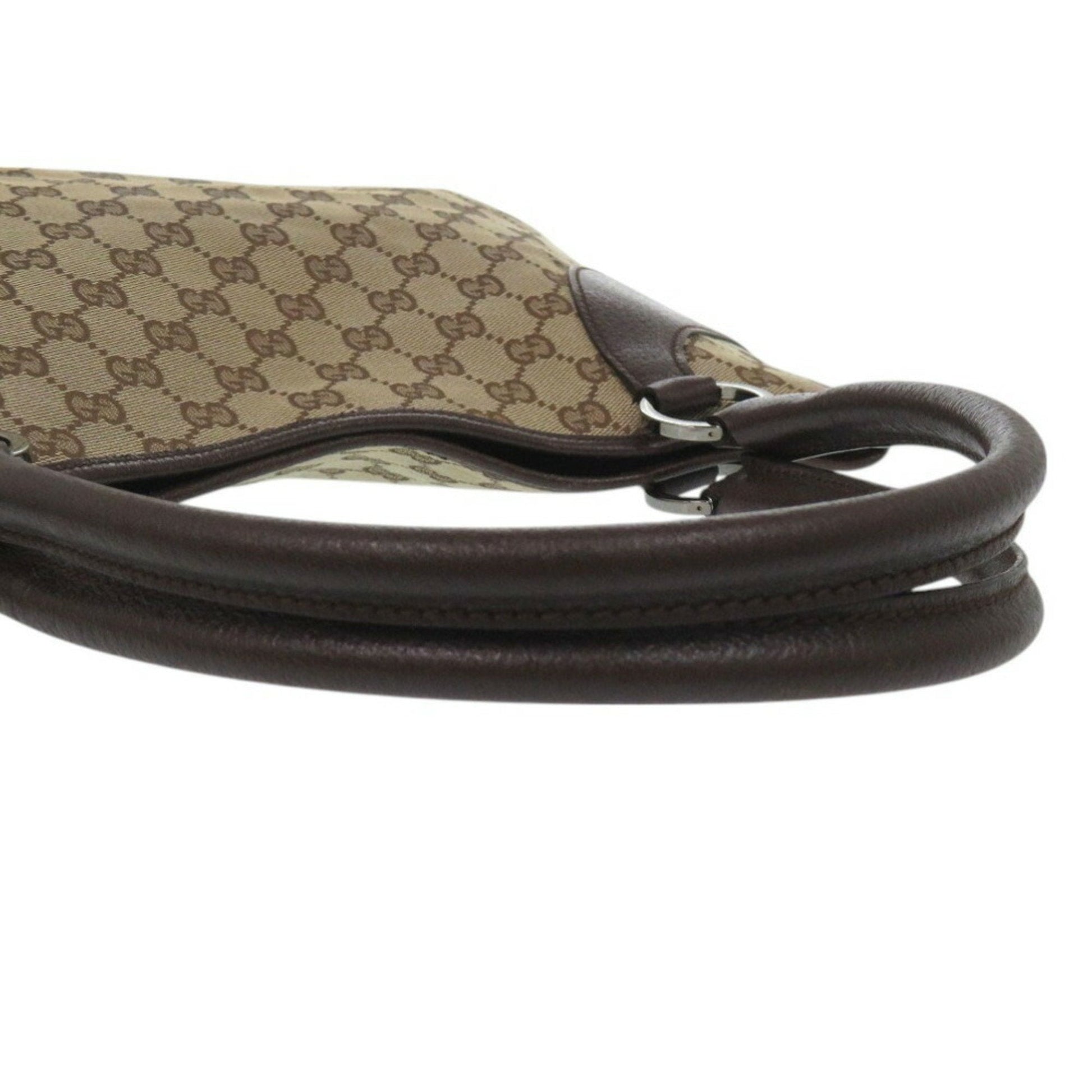 Gucci Beige Gg Canvas Leather Handbag Shoulder Bag