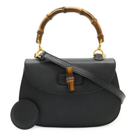 Gucci Black Bamboo Leather Handbag Shoulder Bag