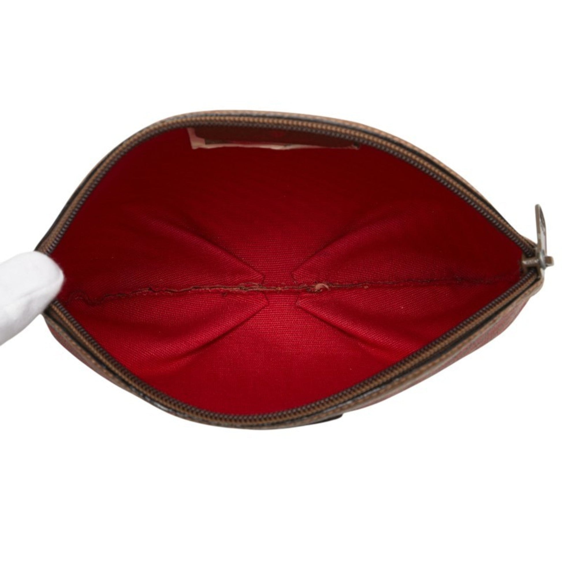 Gucci Brown Red Color Pvc Leather Pouch