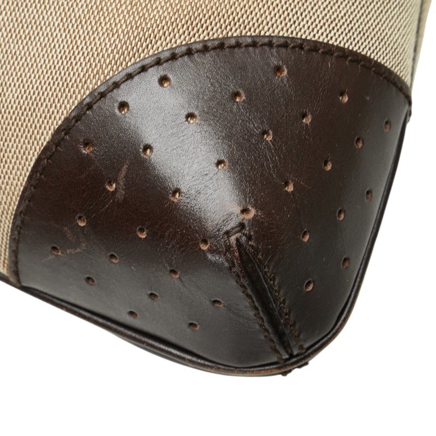 Gucci Beige Brown Canvas Leather Handbag
