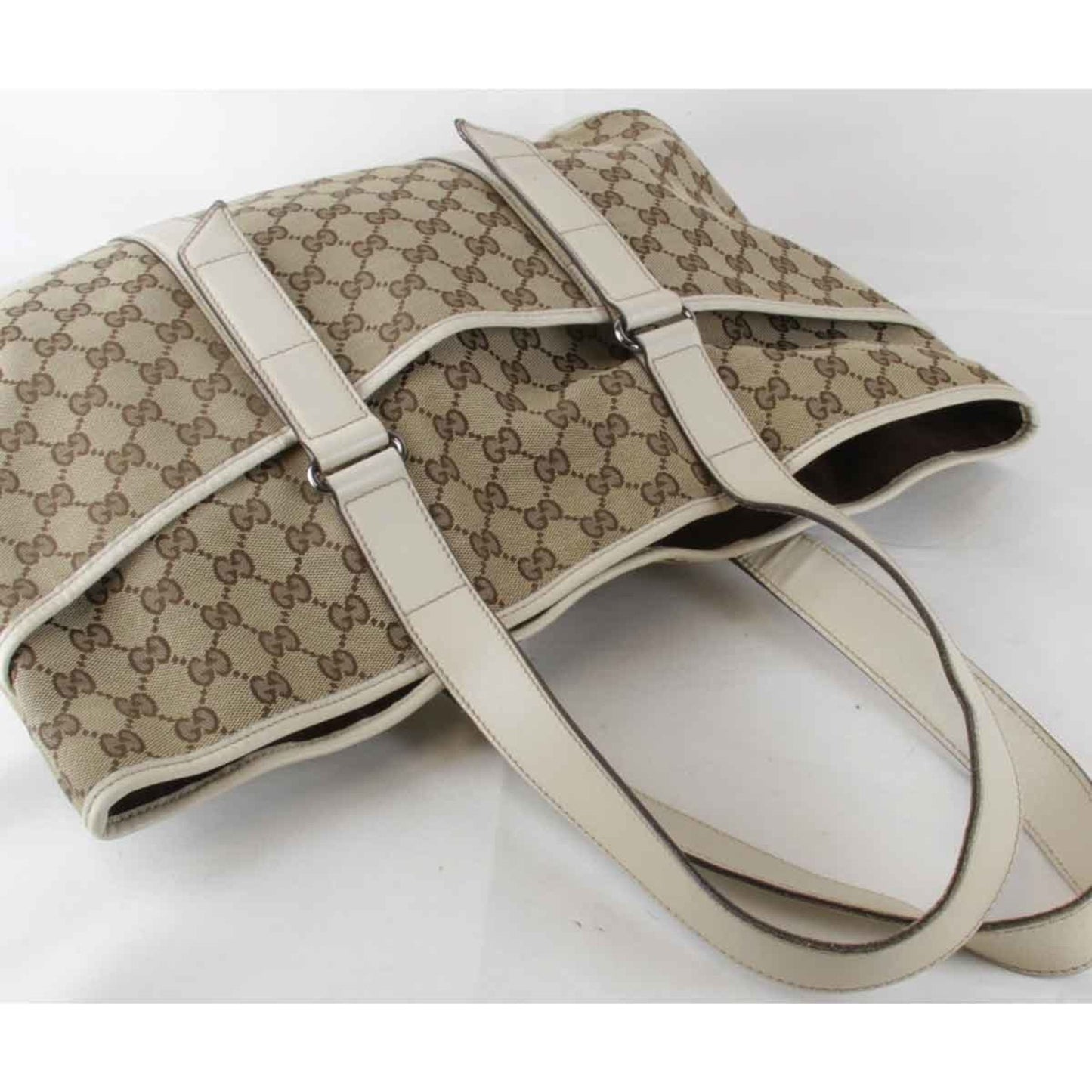 Gucci Beige Gg Canvas Tote Bag