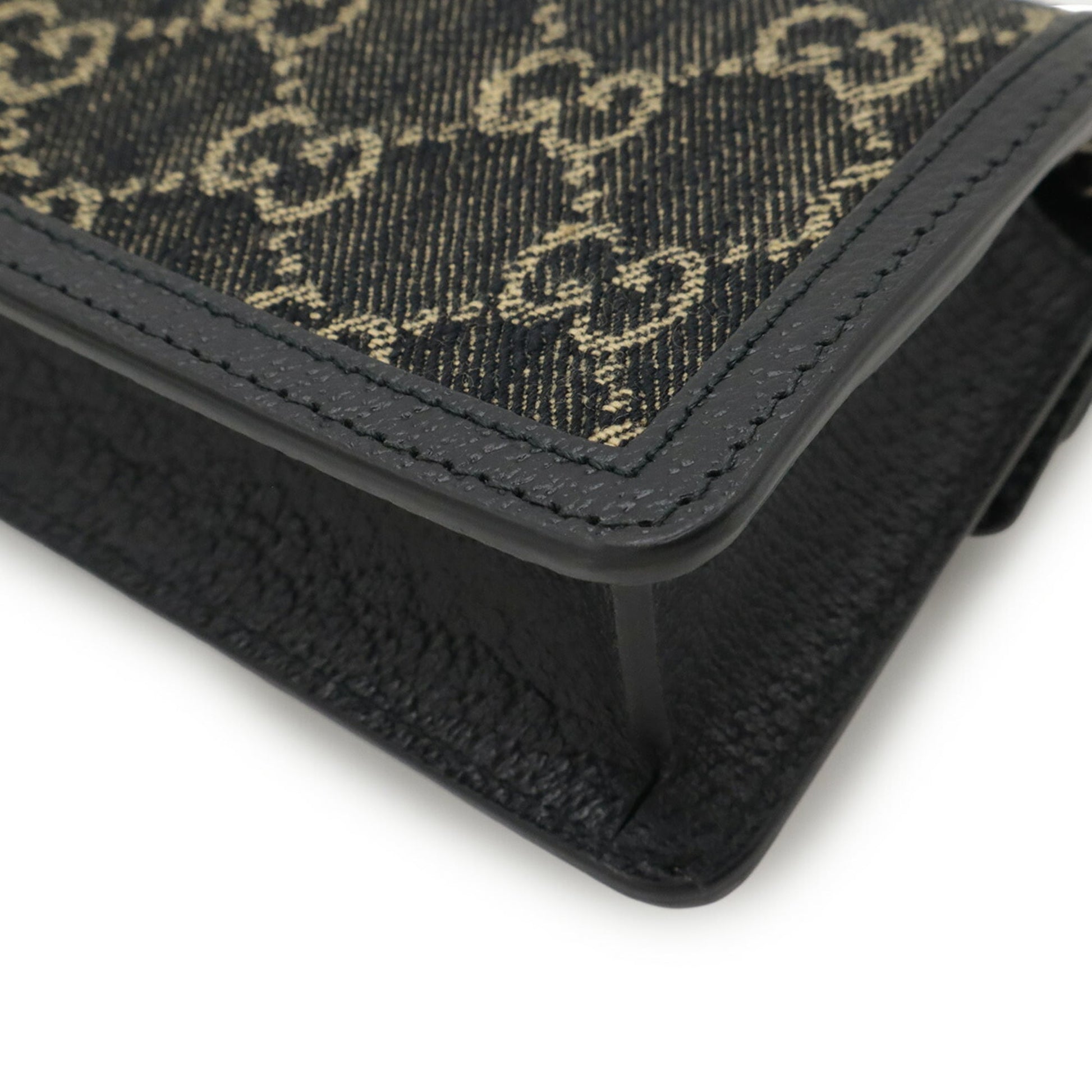 Gucci Black Denim Leather Shoulder Bag