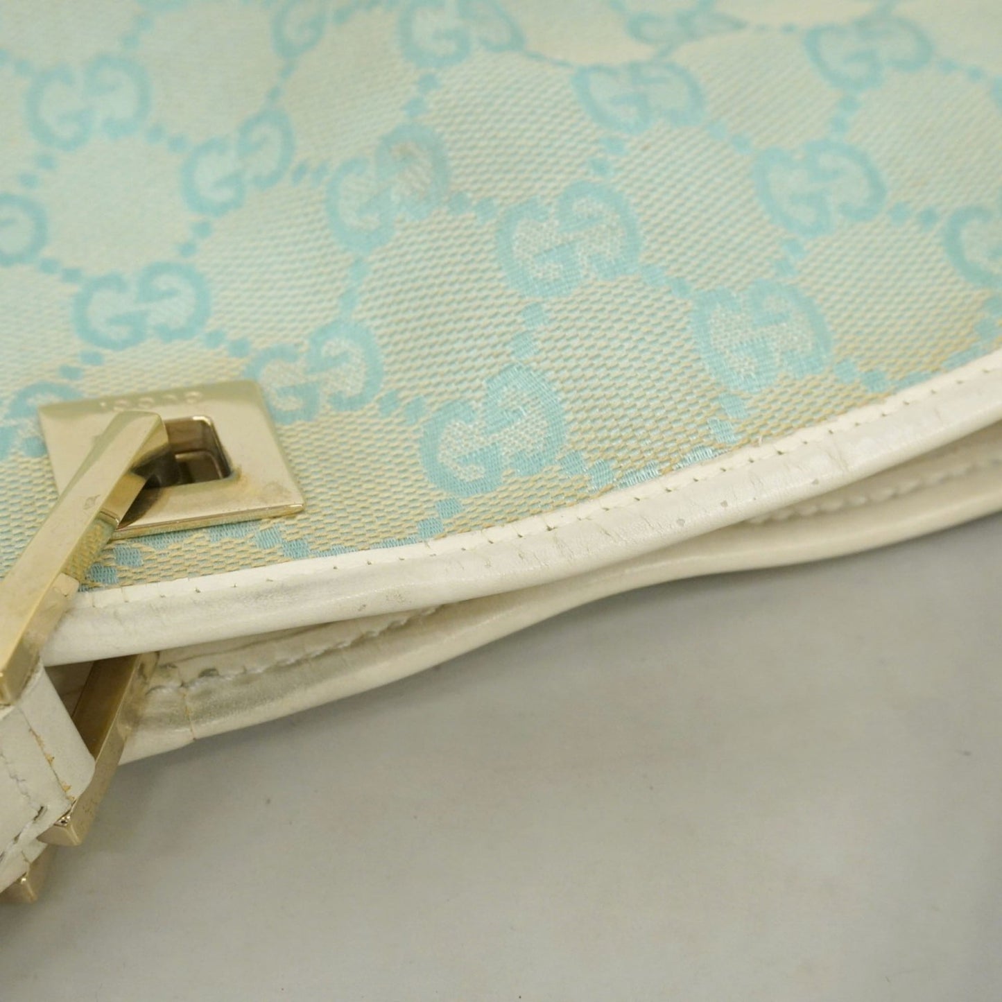 Gucci Light Blue White Canvas Tote Bag