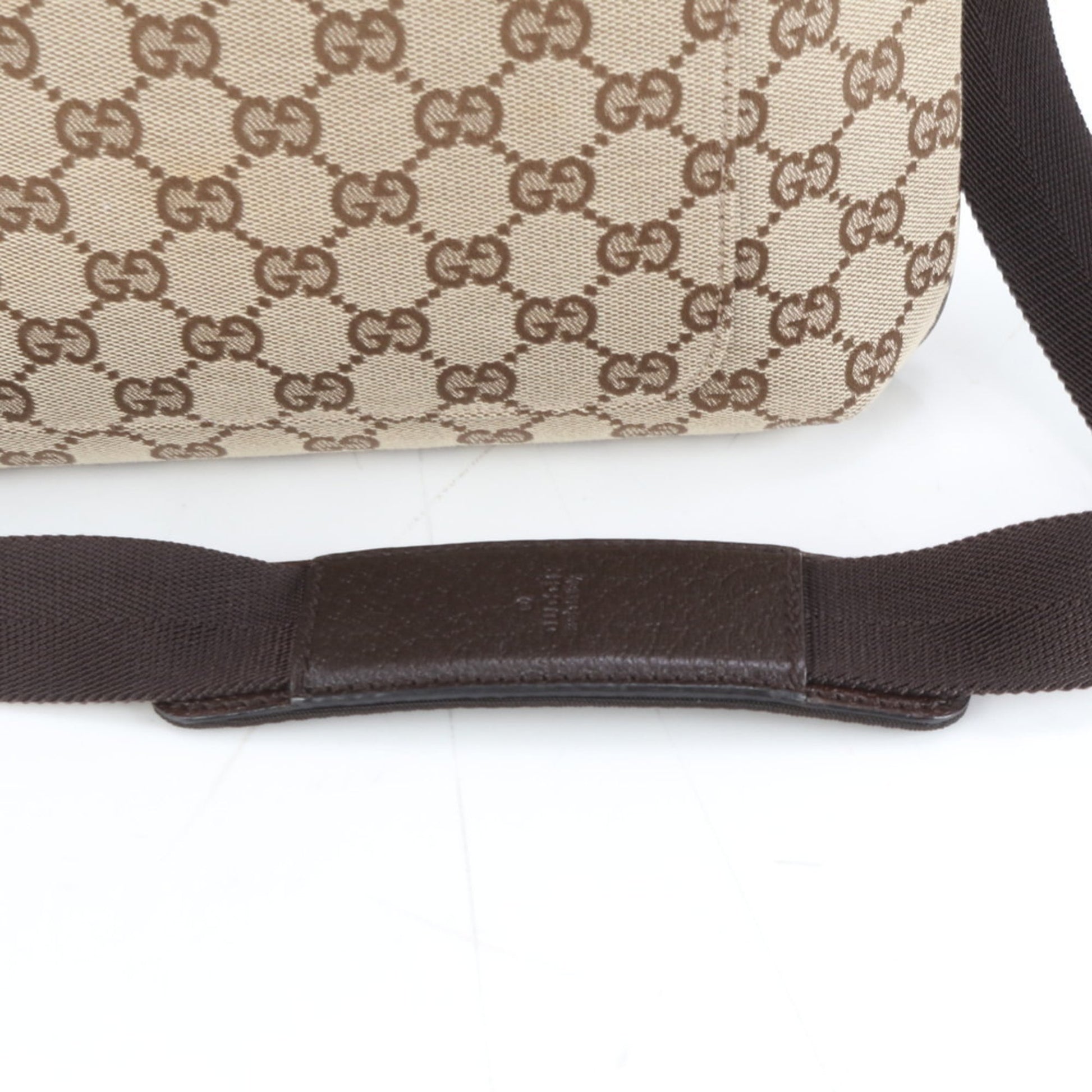 Gucci Brown Leather Canvas Shoulder Bag
