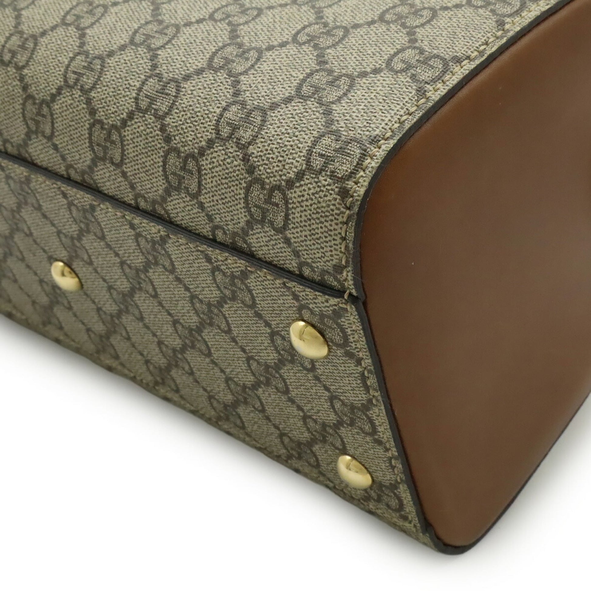 Gucci Beige Brown Gg Supreme Canvas Leather Handbag Shoulder Bag
