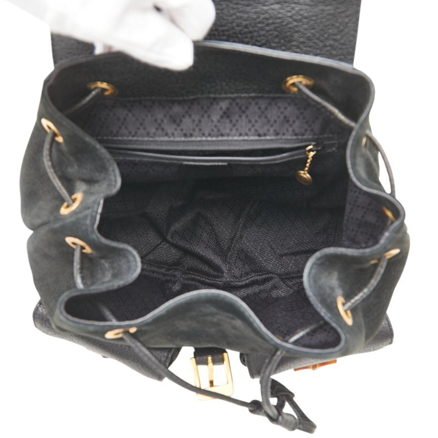 Gucci Bamboo Black Suede Leather Backpack