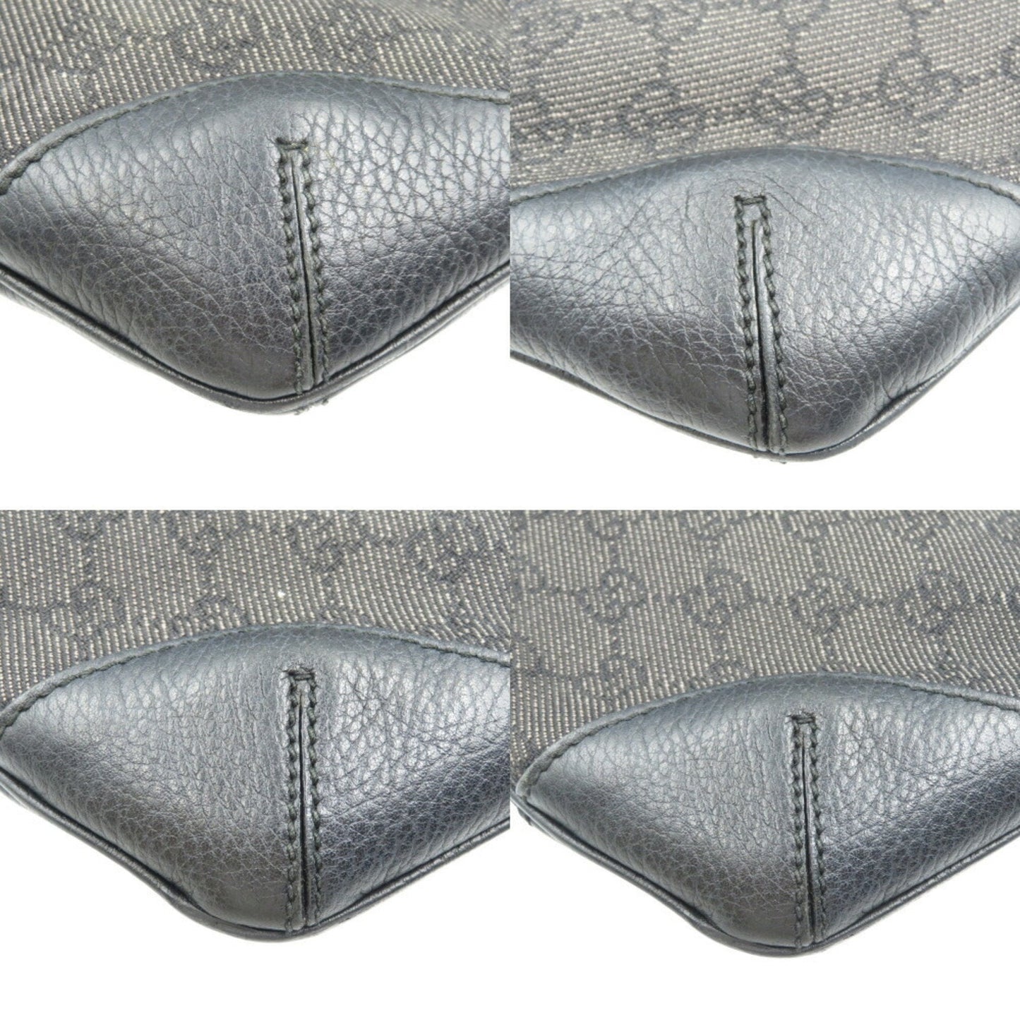 Gucci Black Gg Canvas Leather Shoulder Bag