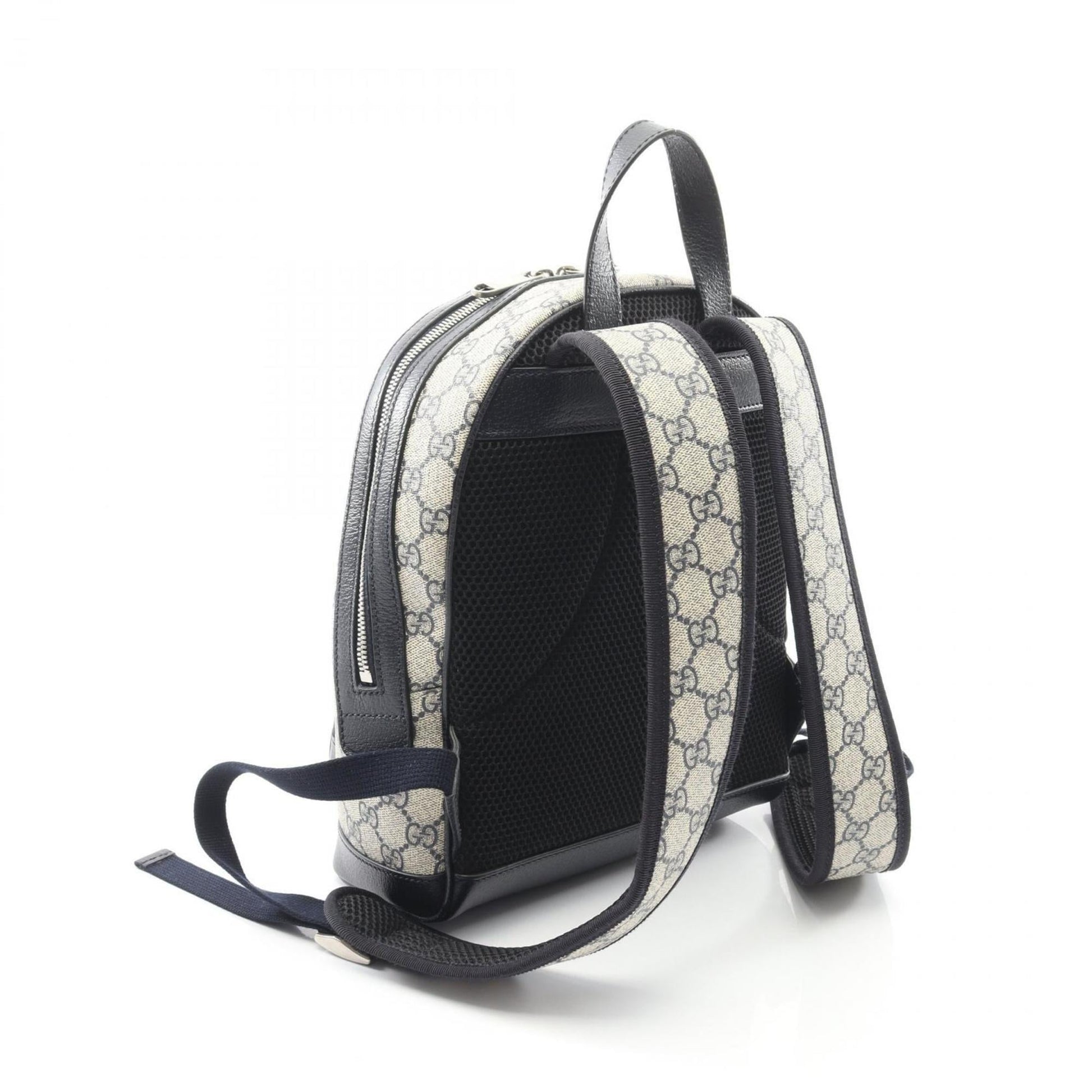 Gucci Beige Navy Red Color Pvc Coated Canvas Leather Backpack