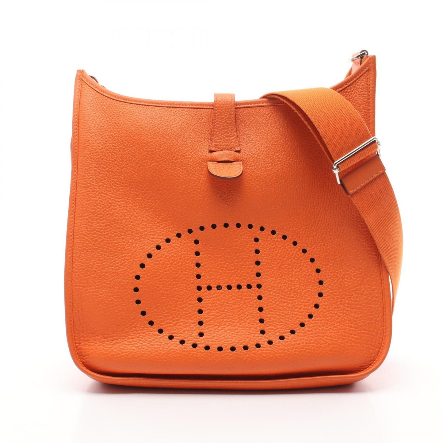 Hermes Taurillon Clemence Shoulder Bag Leather Orange Shoulder Bag 9