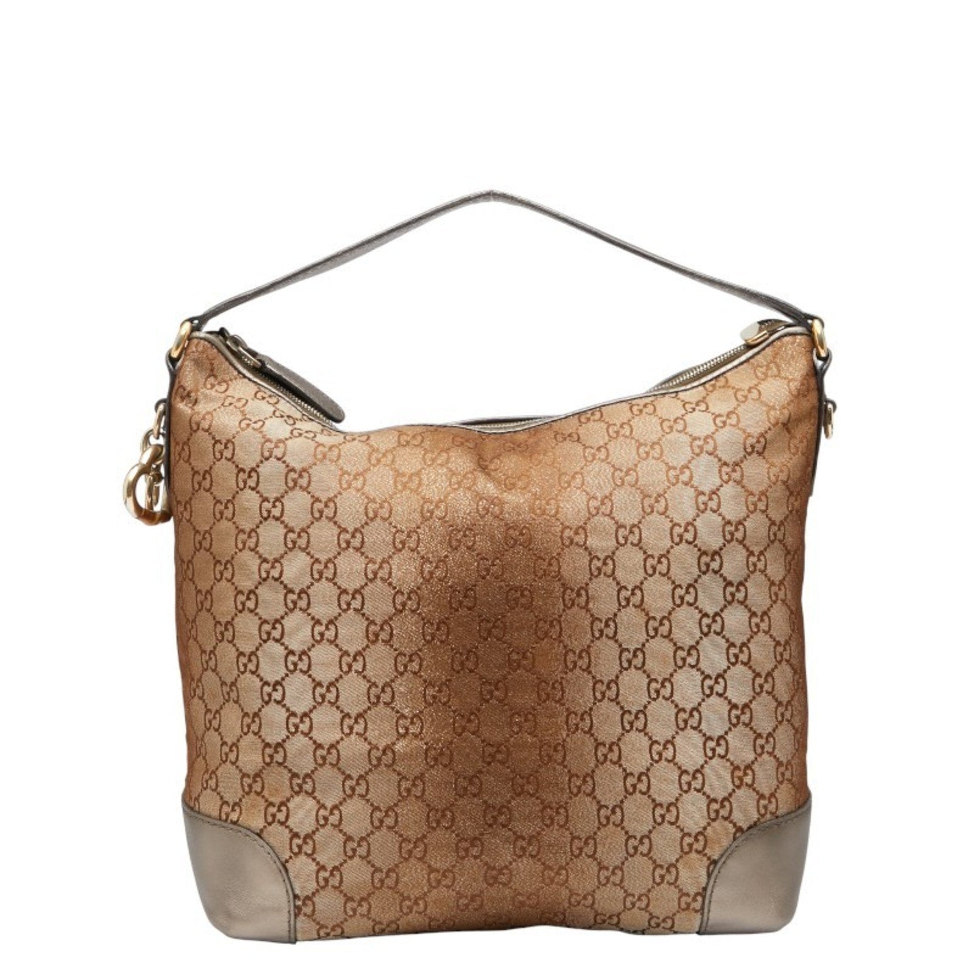 Gucci Brown Canvas Leather Shoulder Bag