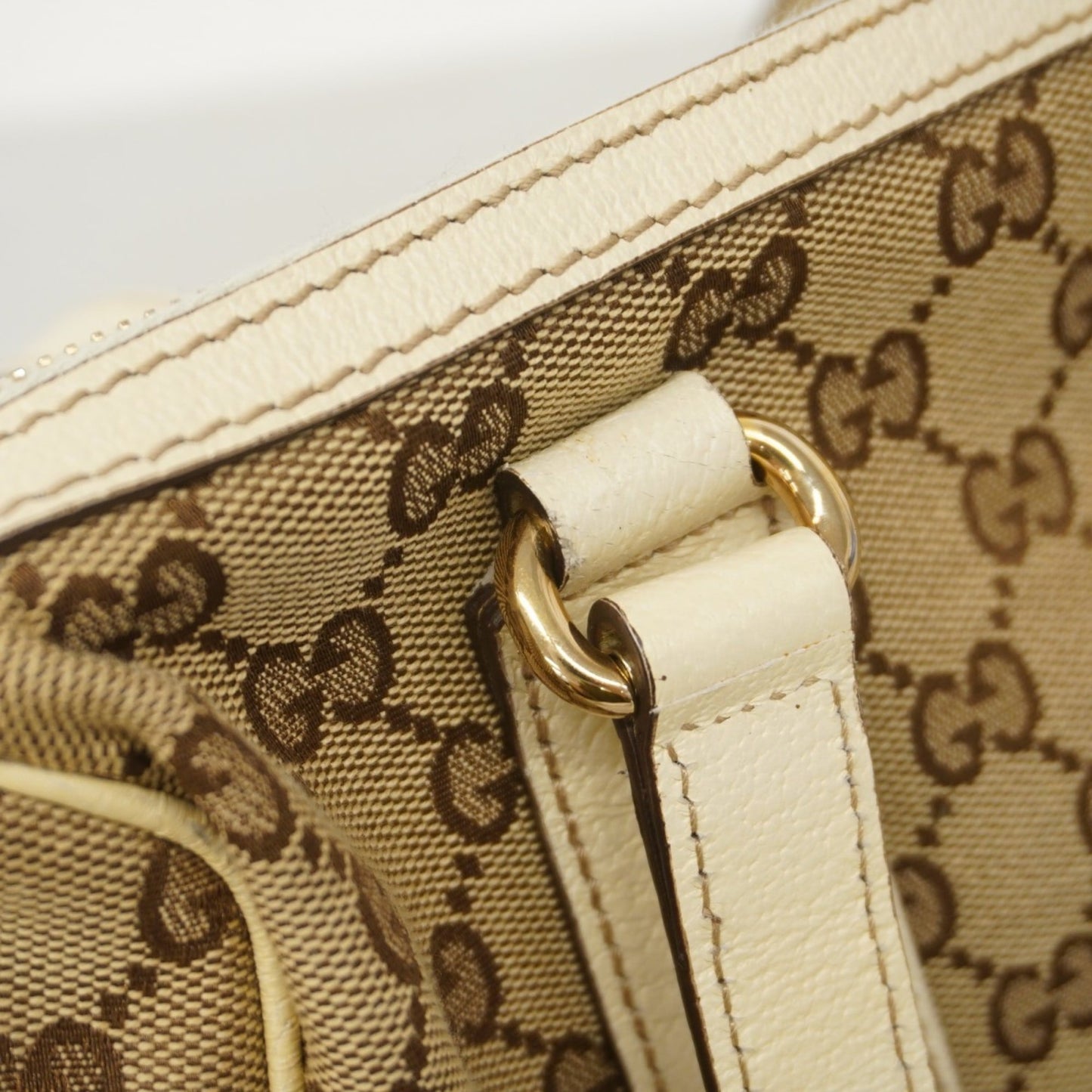 Gucci Beige Brown Canvas Handbag