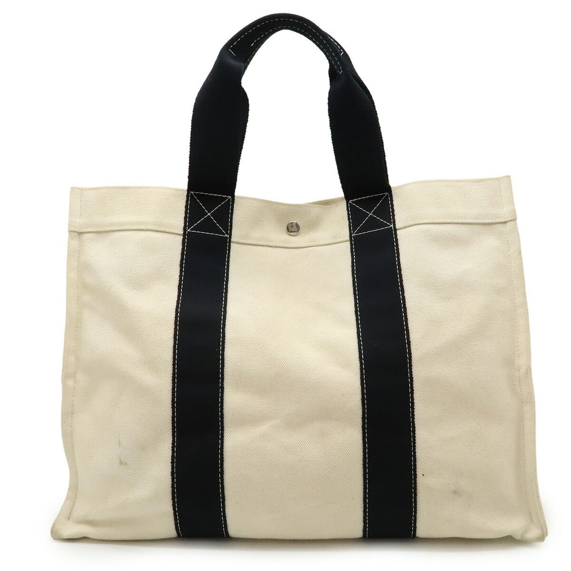Hermes Bora Bora Natural Yellow Tote Bag Canvas Black