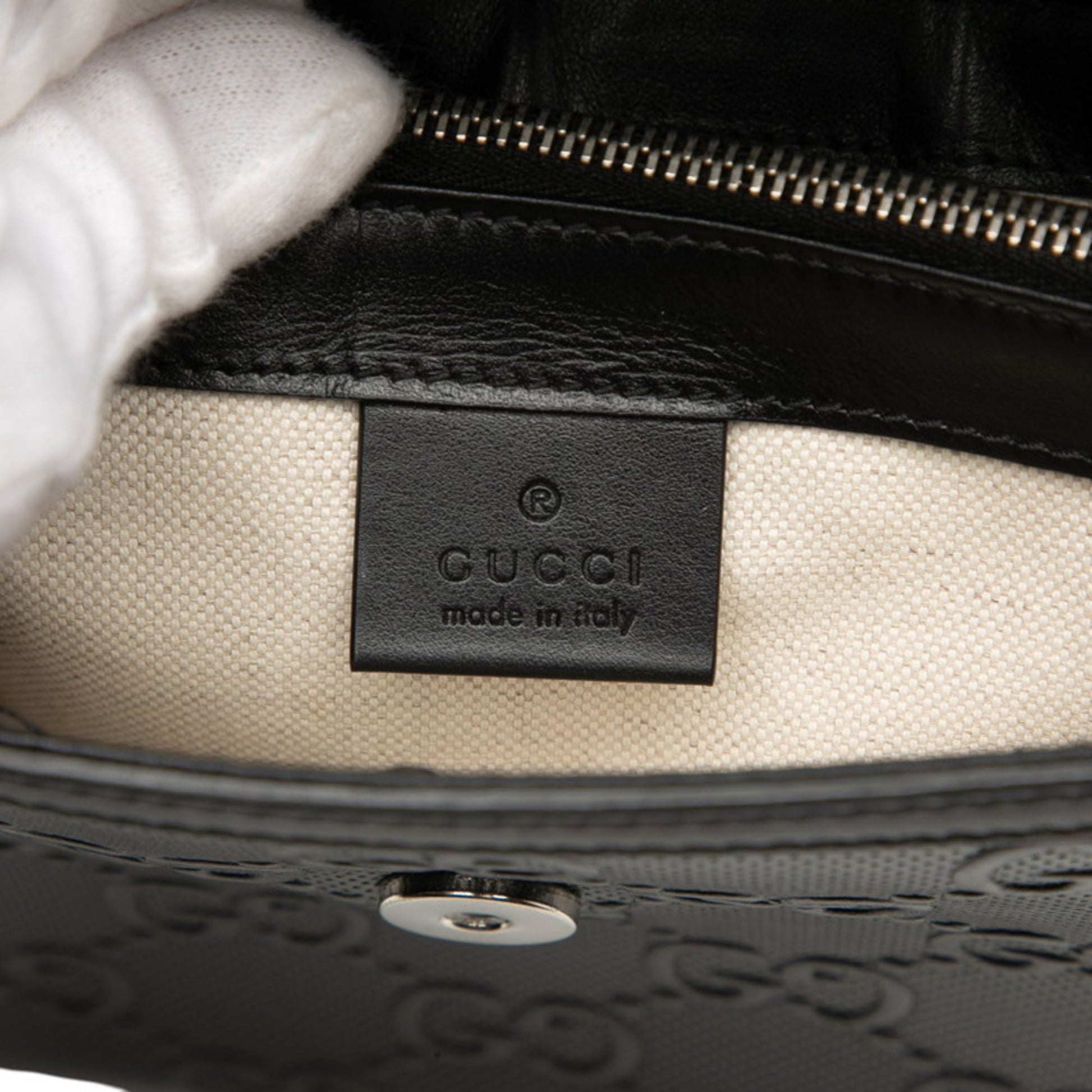Gucci Black Leather Pvc Shoulder Bag