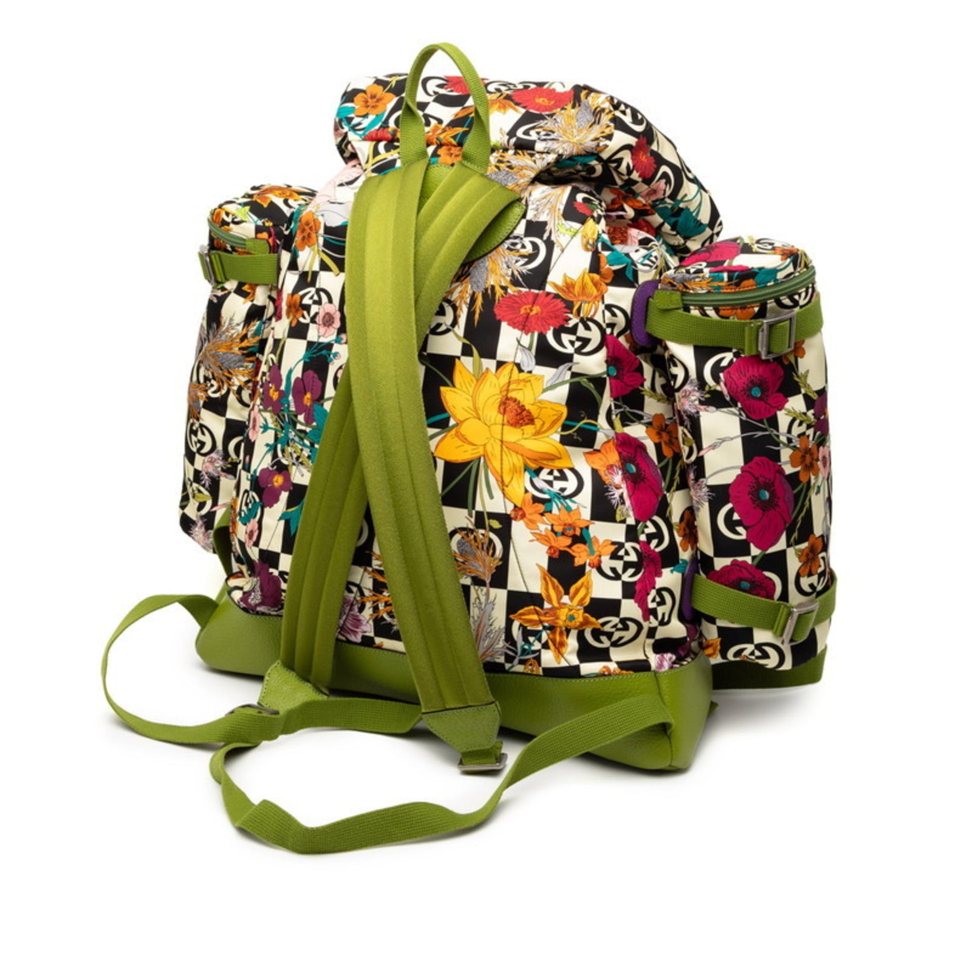 Gucci Green Multi-Color Nylon Leather Backpack