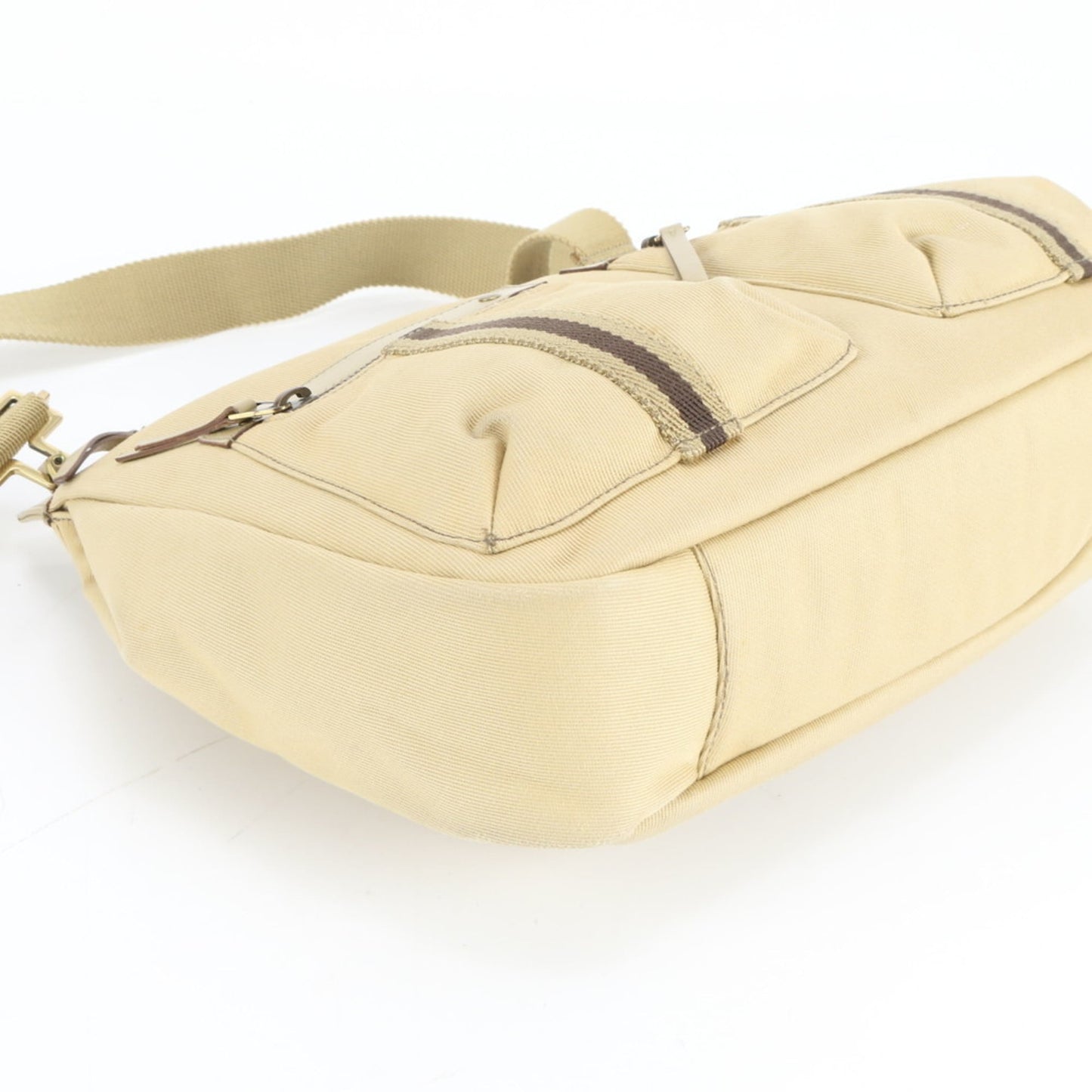 Gucci Yellow Leather Canvas Shoulder Bag