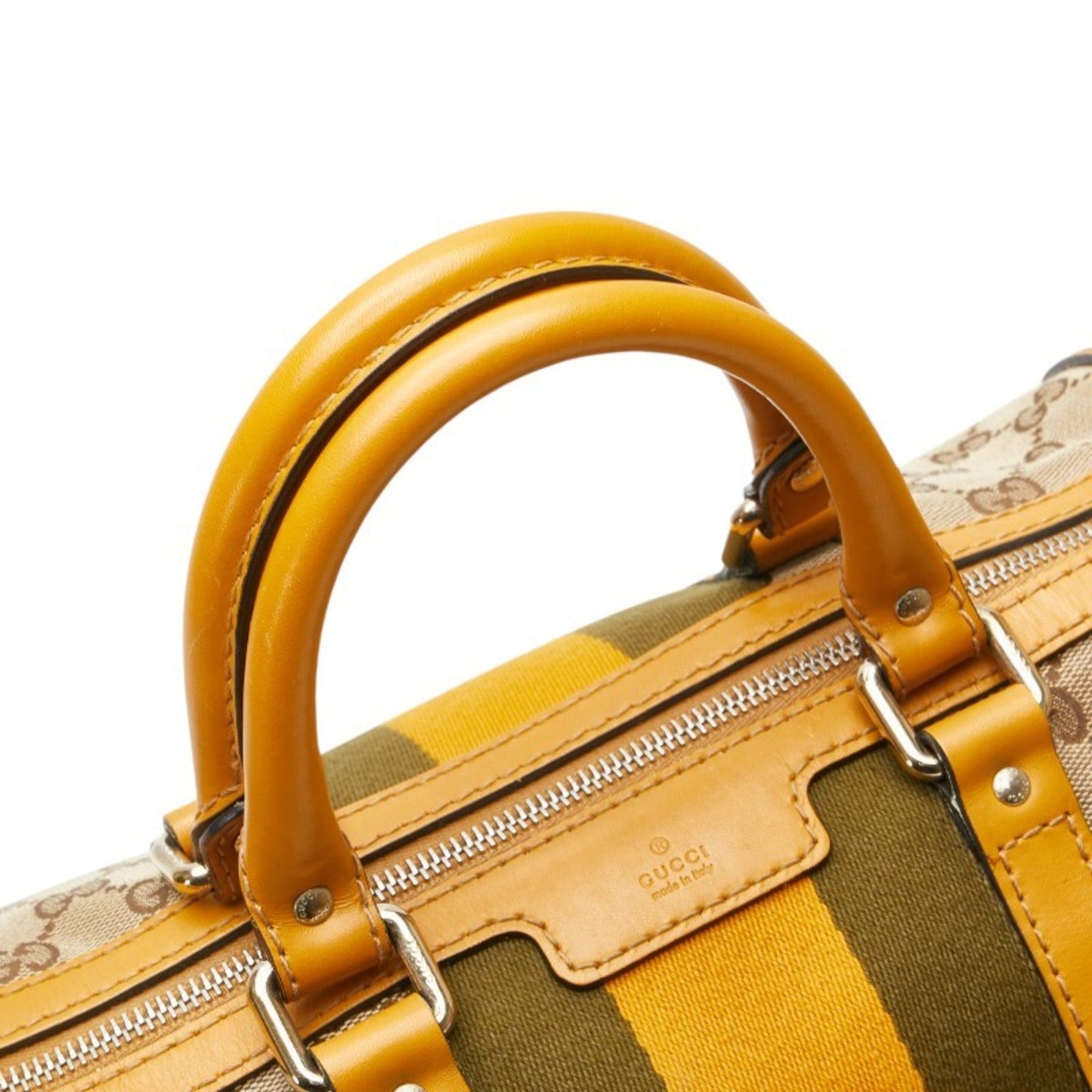 Gucci Beige Yellow Canvas Leather Shoulder Bag