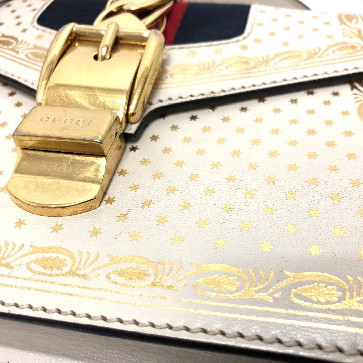 Gucci Blue White Leather Handbag Shoulder Bag