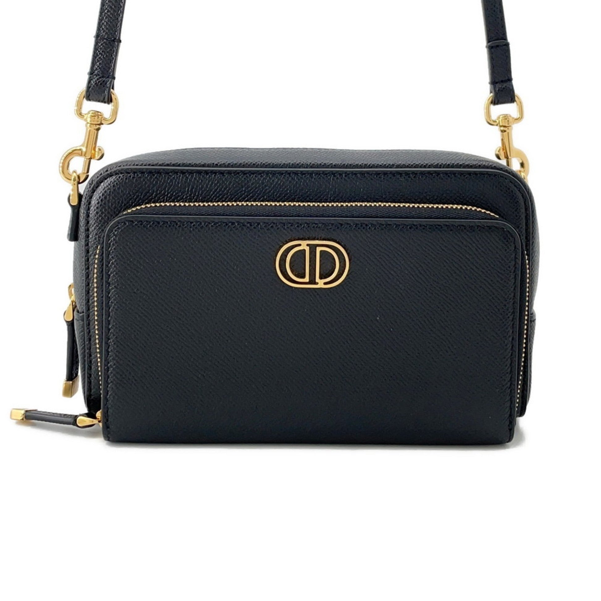 Dior Handbag Christian Shoulder Bag 26 Leather Black