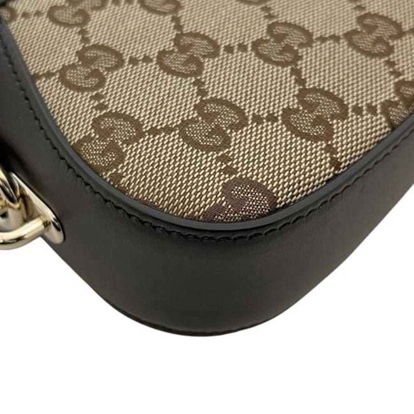 Gucci Beige Brown Canvas Leather Shoulder Bag