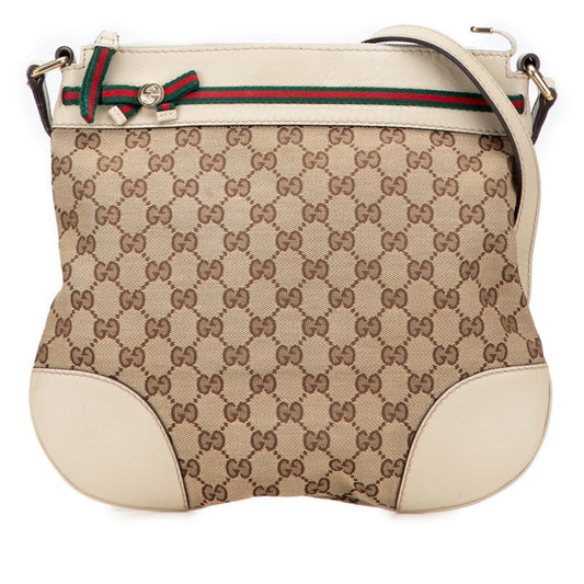 Gucci Gg Canvas Beige Gg Canvas Leather Shoulder Bag