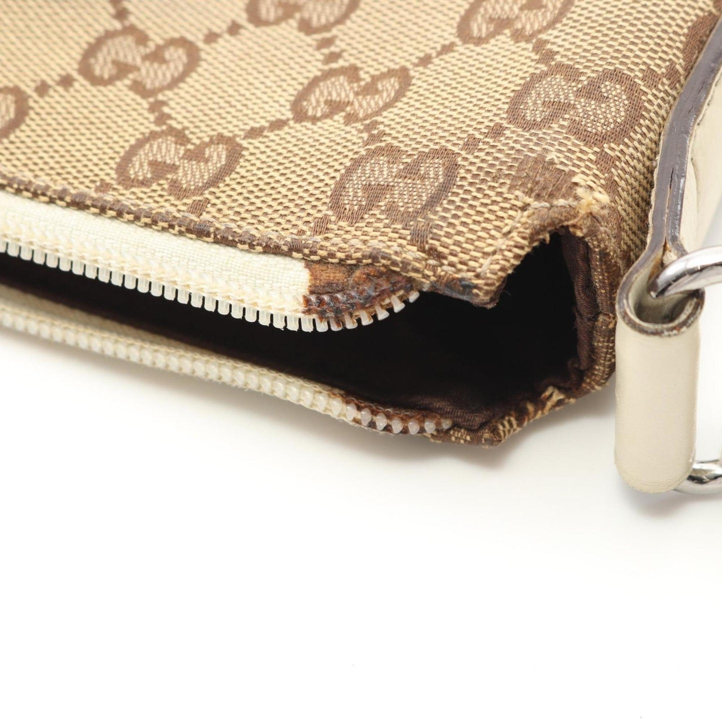 Gucci Gg Canvas Beige White Gg Canvas Leather Shoulder Bag