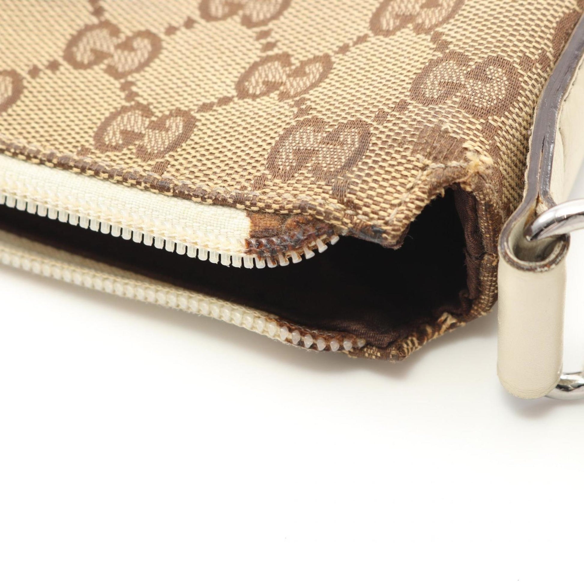 Gucci Gg Canvas Beige White Gg Canvas Leather Shoulder Bag