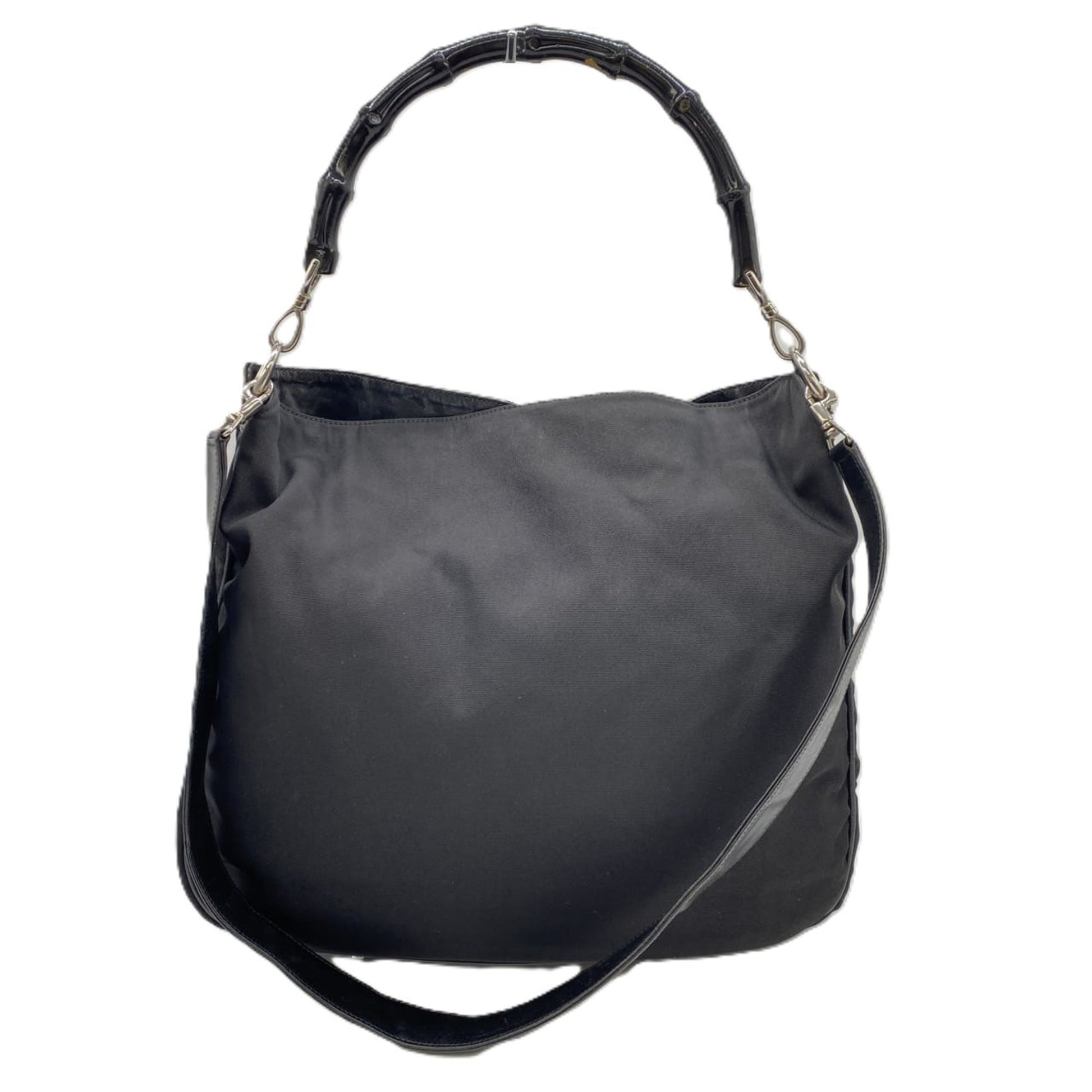 Gucci Bamboo Black Nylon Handbag Shoulder Bag