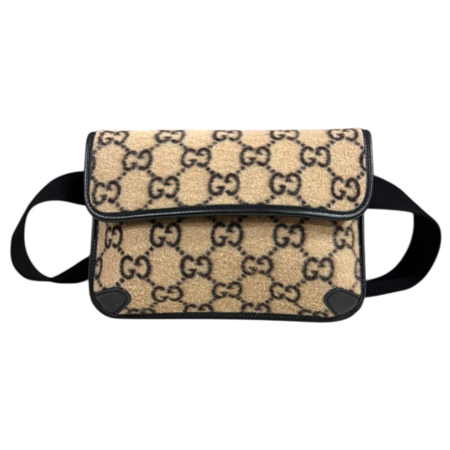 Gucci Beige Black Wool Leather Sling Bag