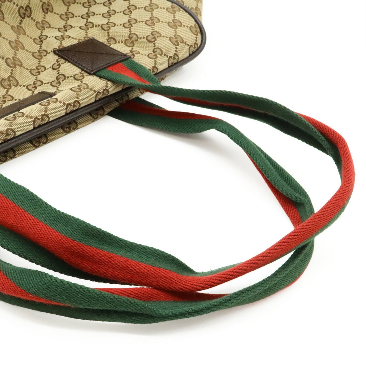 Gucci Beige Green Red Color Canvas Leather Boston Bag Shoulder Bag