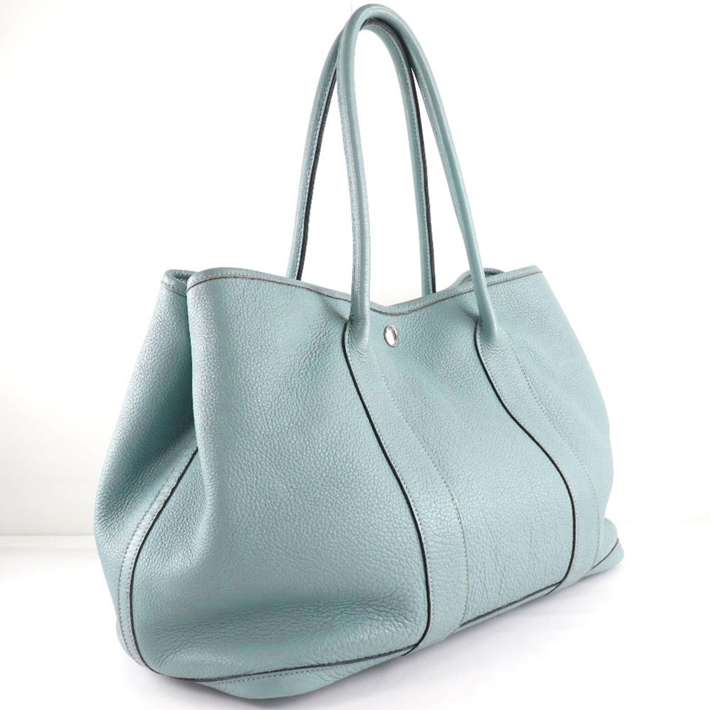 Hermes Garden Lin Light Negonda Tote Bag Leather Blue