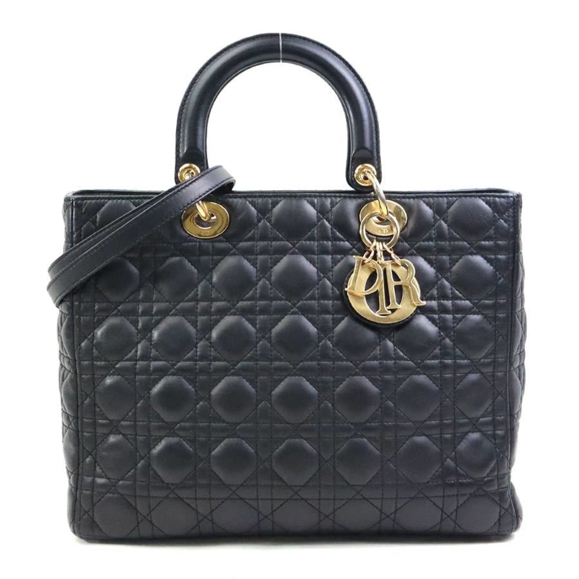 Dior Handbag Christian Shoulder Bag 53 Leather Black