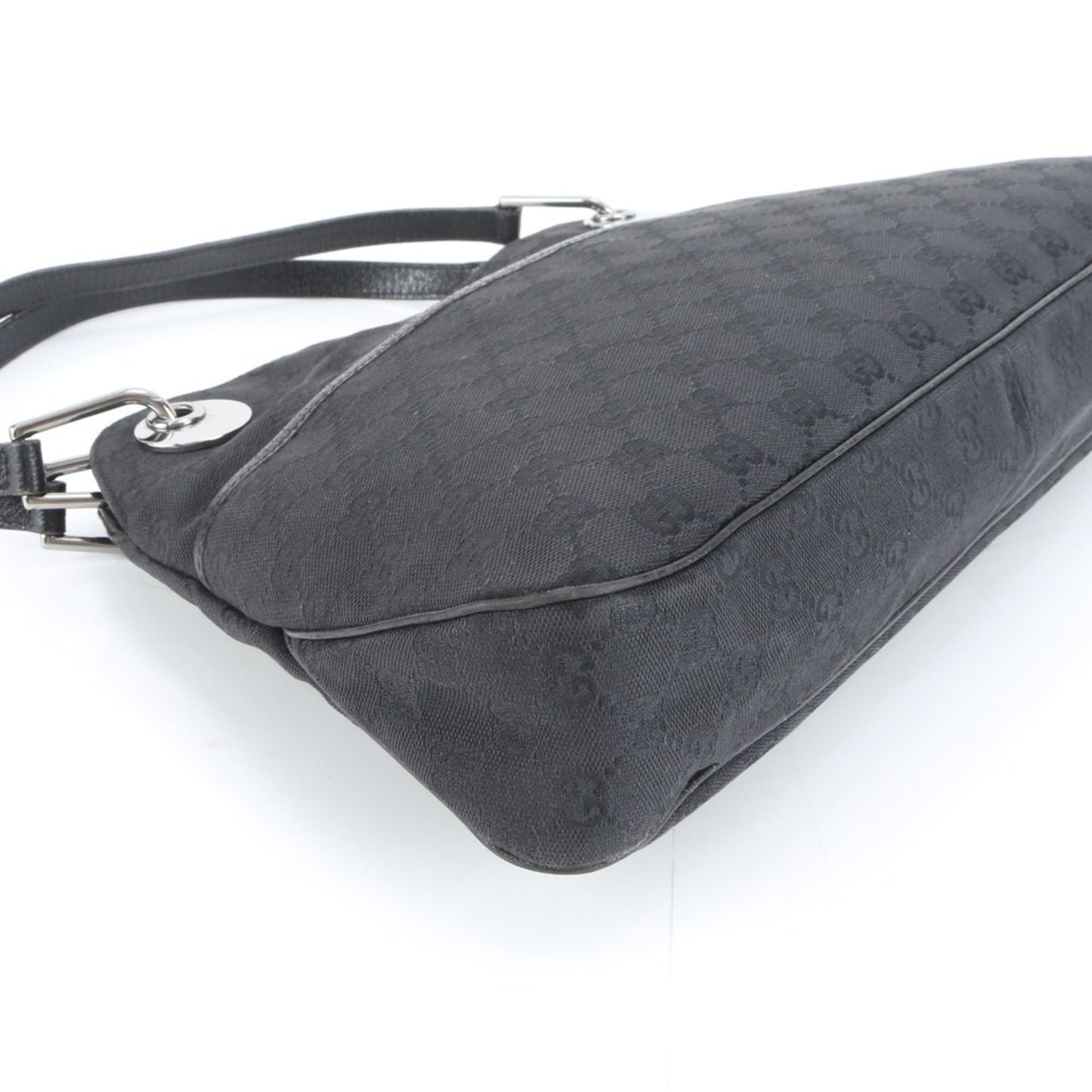 Gucci Black Leather Canvas Tote Bag