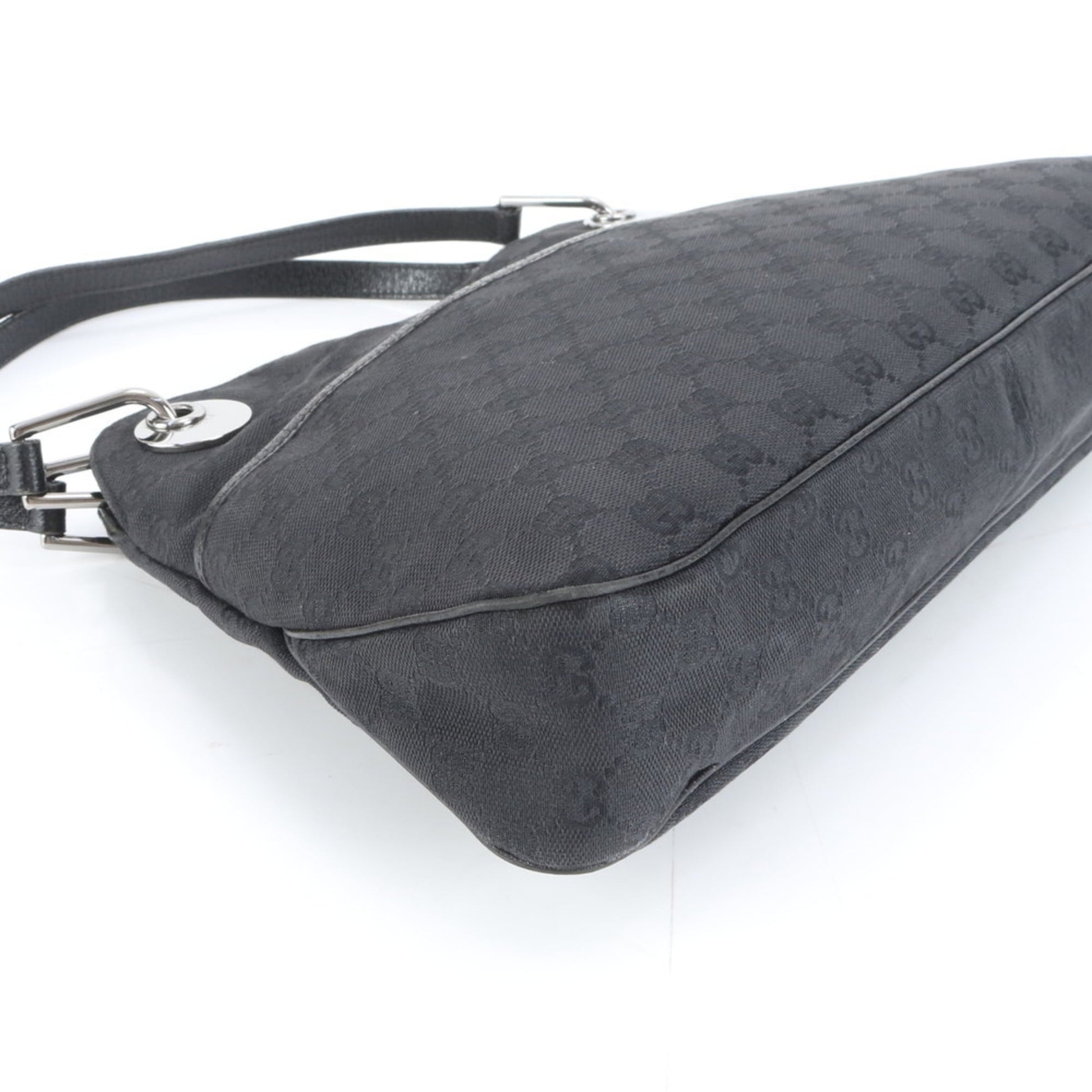 Gucci Black Leather Canvas Tote Bag