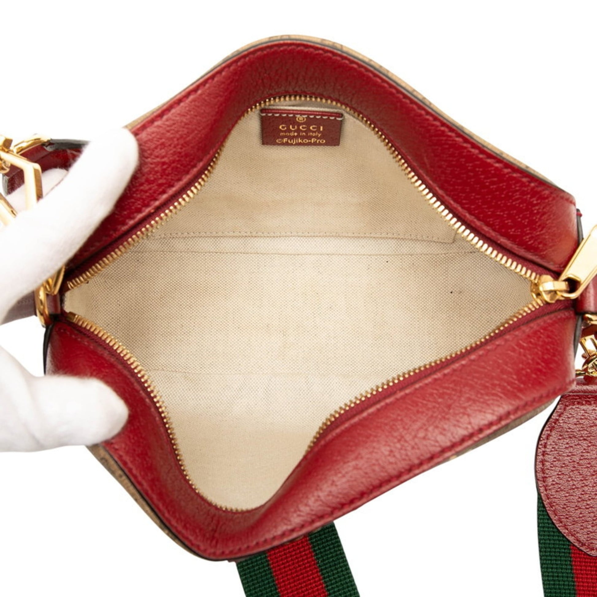 Gucci Brown Red Color Pvc Leather Shoulder Bag