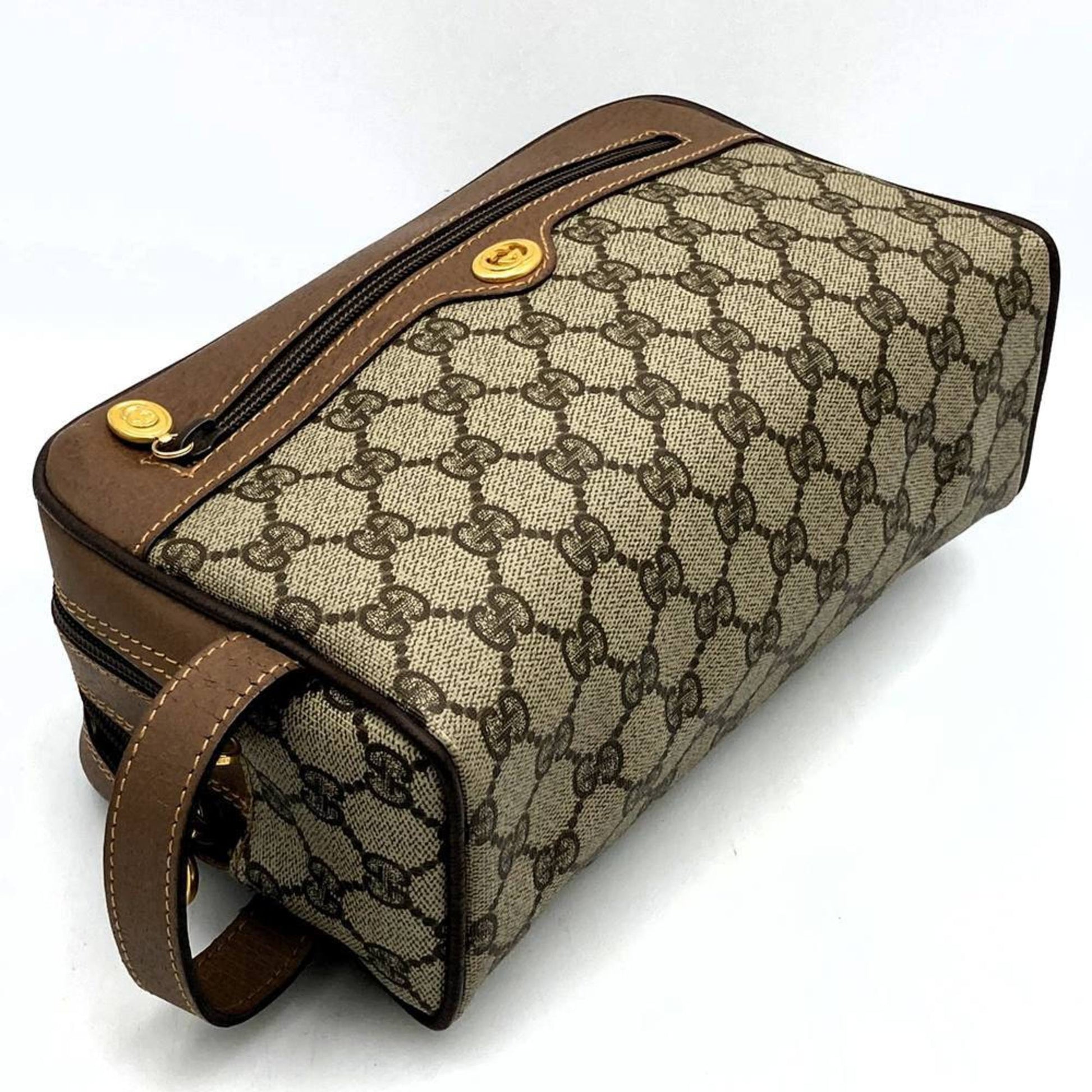 Gucci Brown Gg Supreme Pvc Pouch