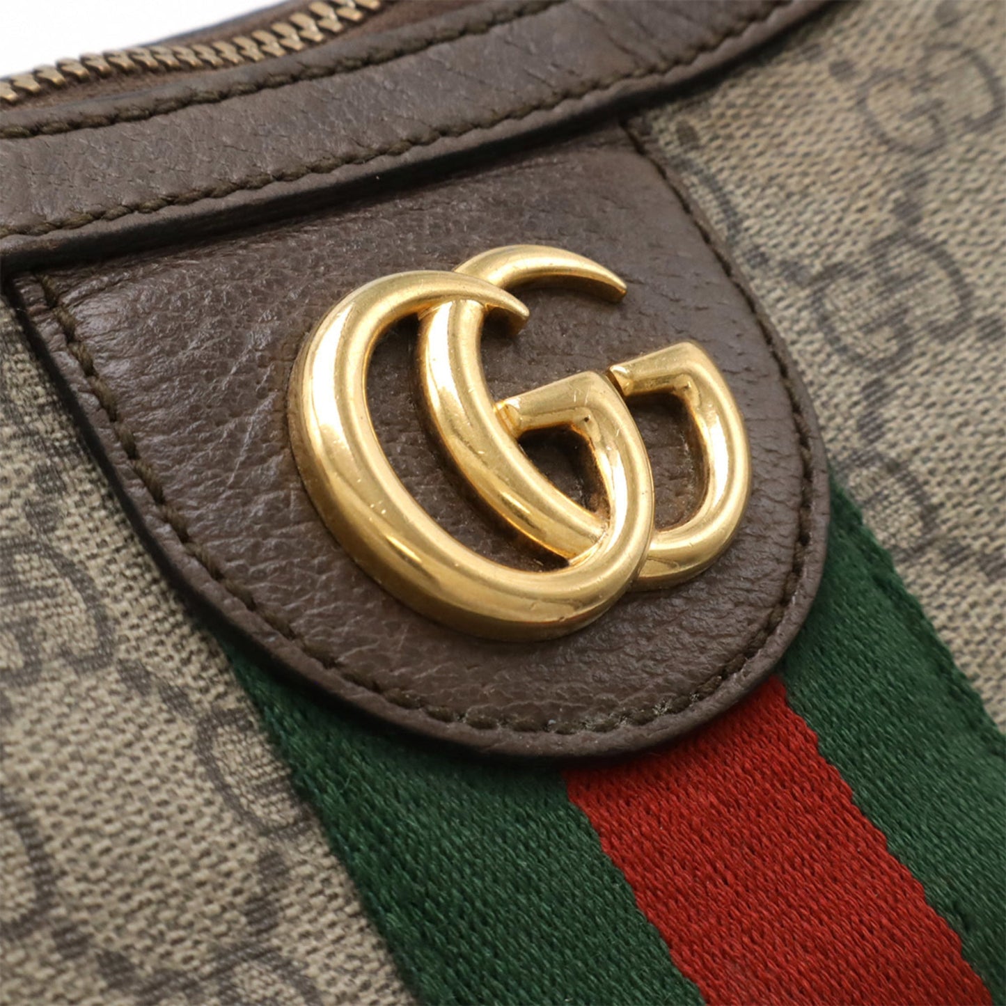Gucci Beige Brown Green Red Color Gg Supreme Leather Shoulder Bag