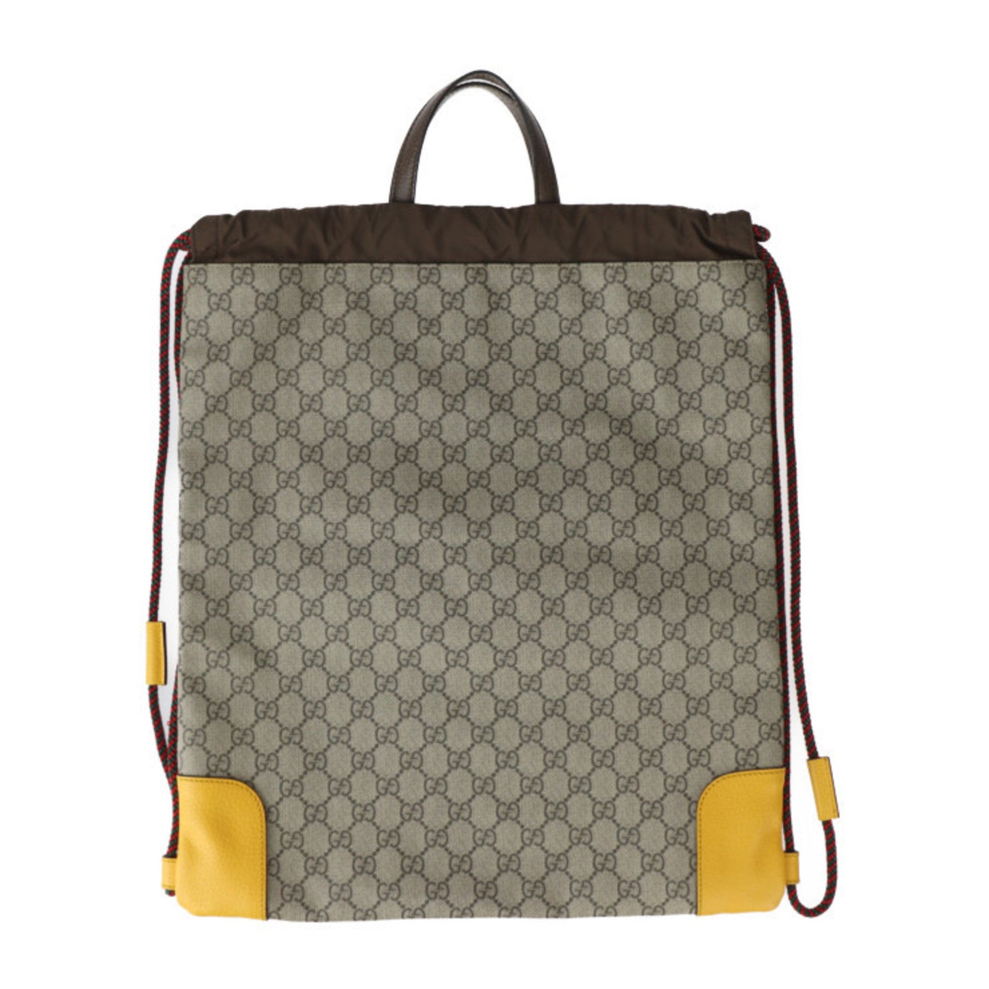 Gucci Beige Brown Yellow Pvc Leather Backpack Handbag Shoulder Bag
