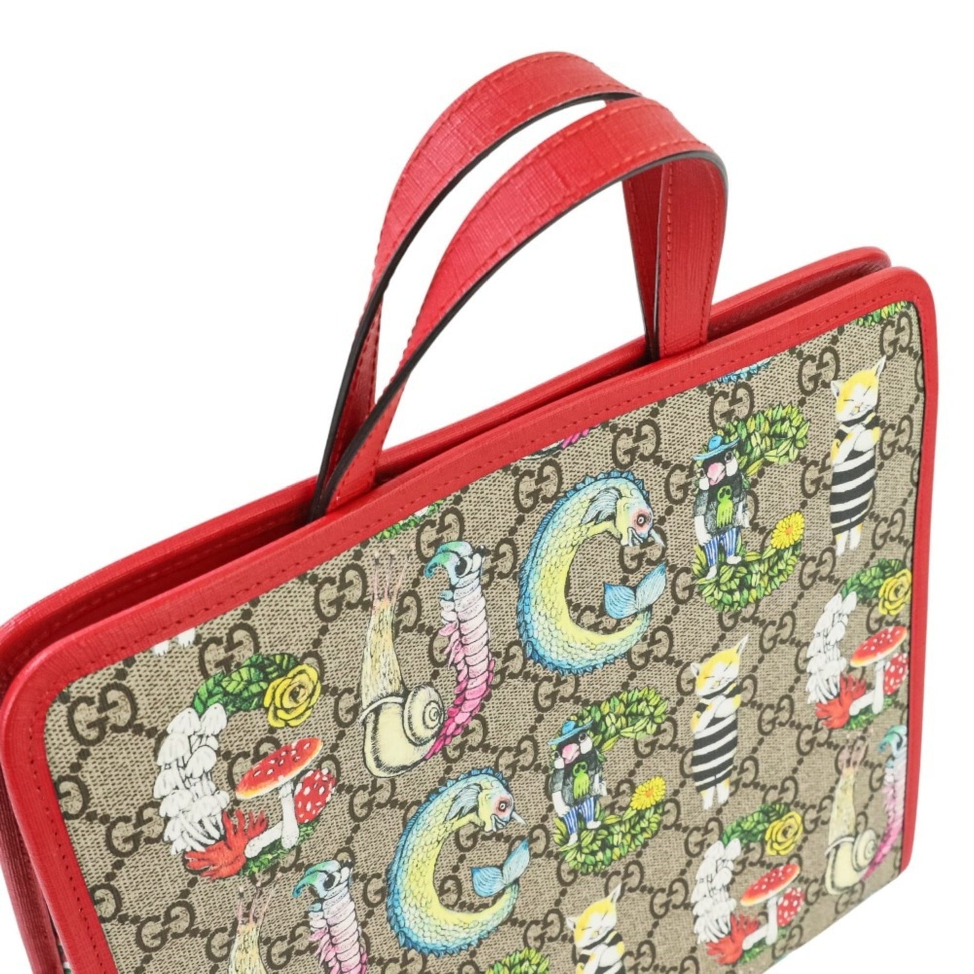 Gucci Beige Red Color Gg Supreme Tote Bag