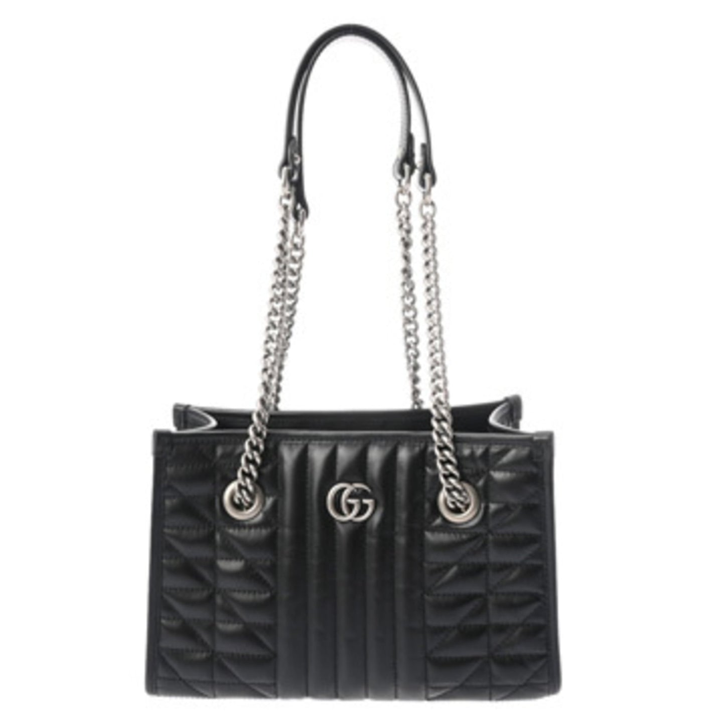 Gucci Black Silver Leather Tote Bag