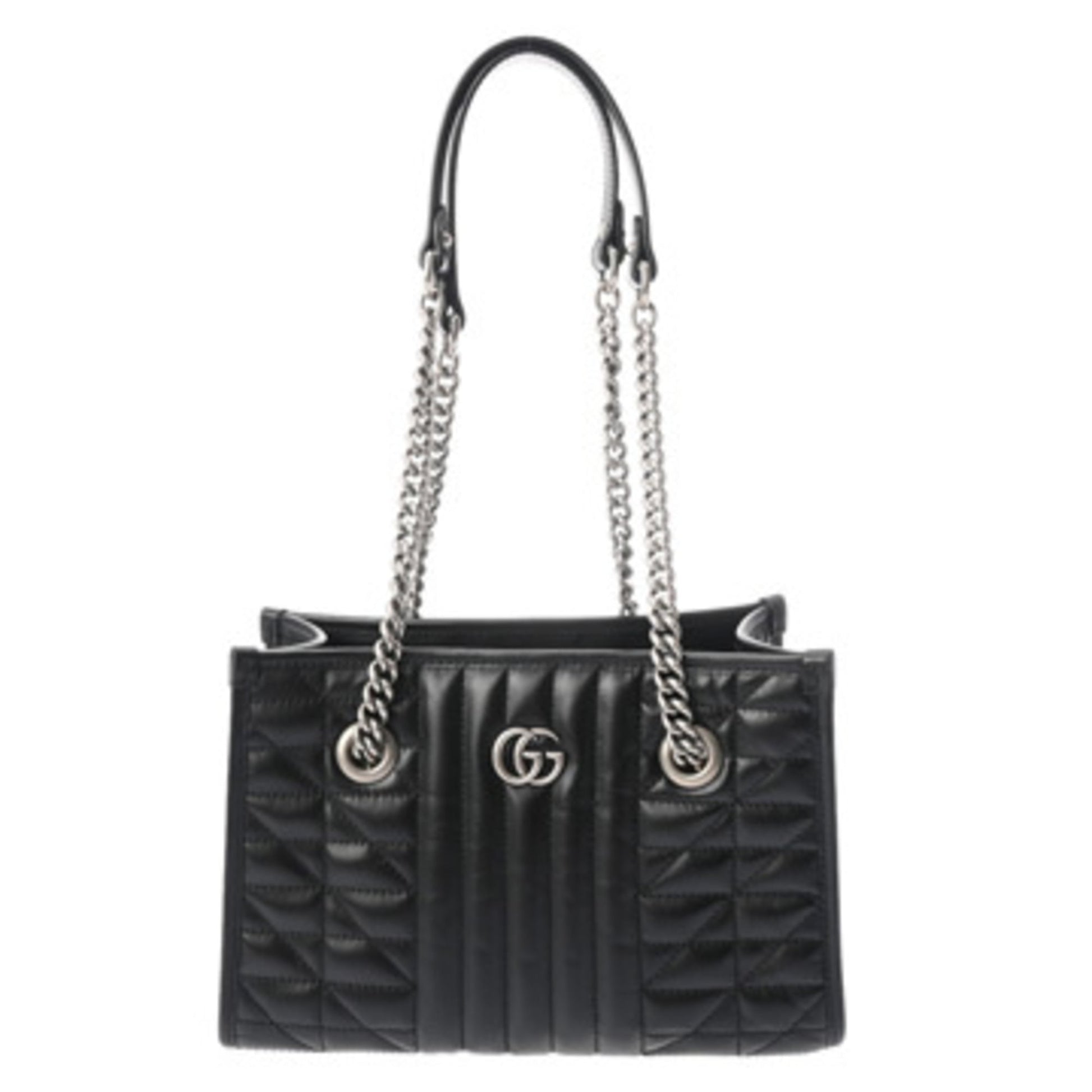 Gucci Black Silver Leather Tote Bag