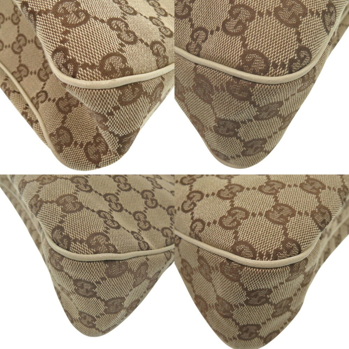 Gucci Beige White Gg Canvas Leather Tote Bag