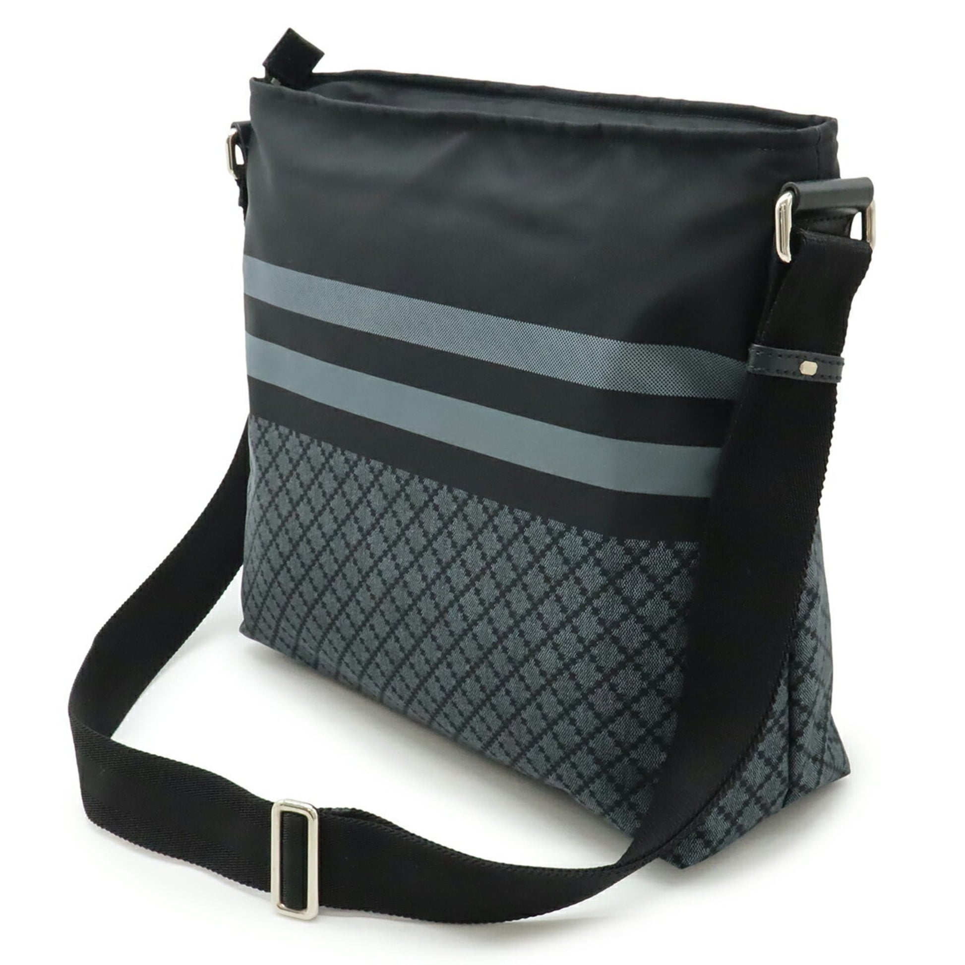 Gucci Black Gray Nylon Leather Shoulder Bag