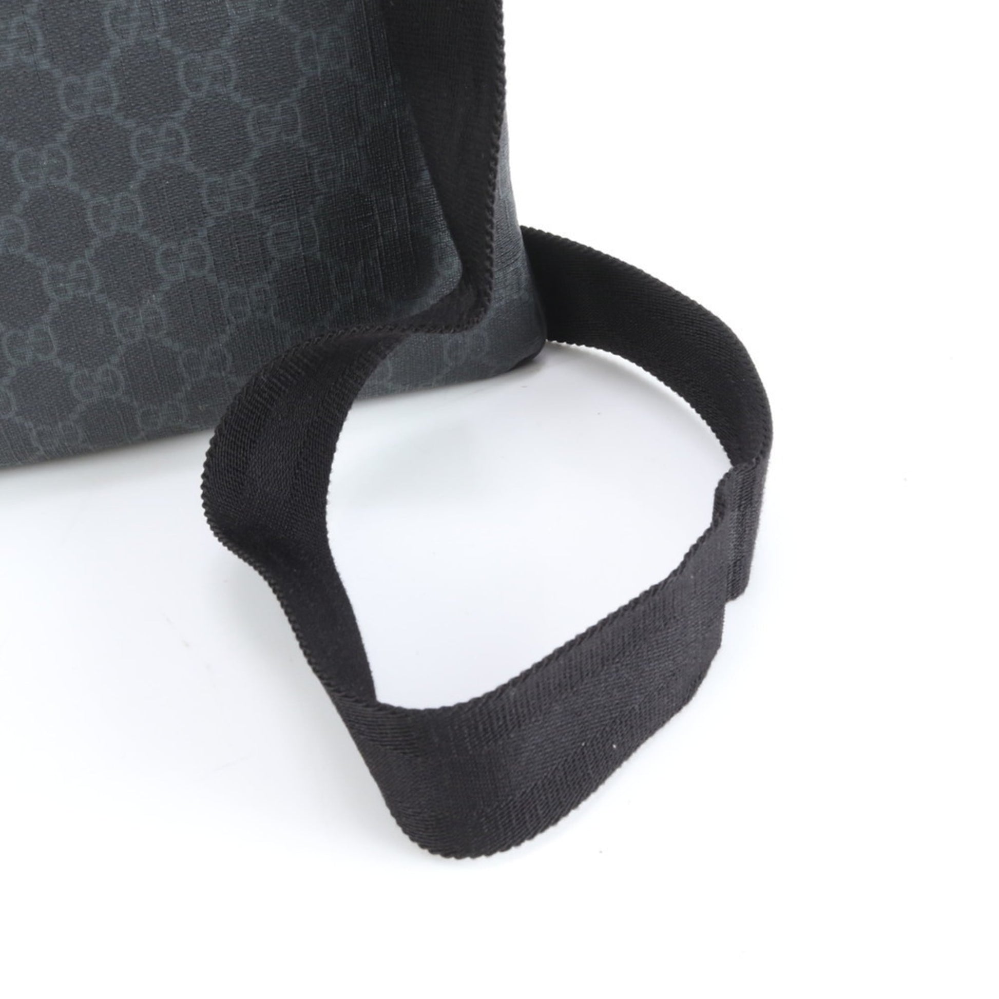 Gucci Black Leather Coated Canvas Shoulder Bag