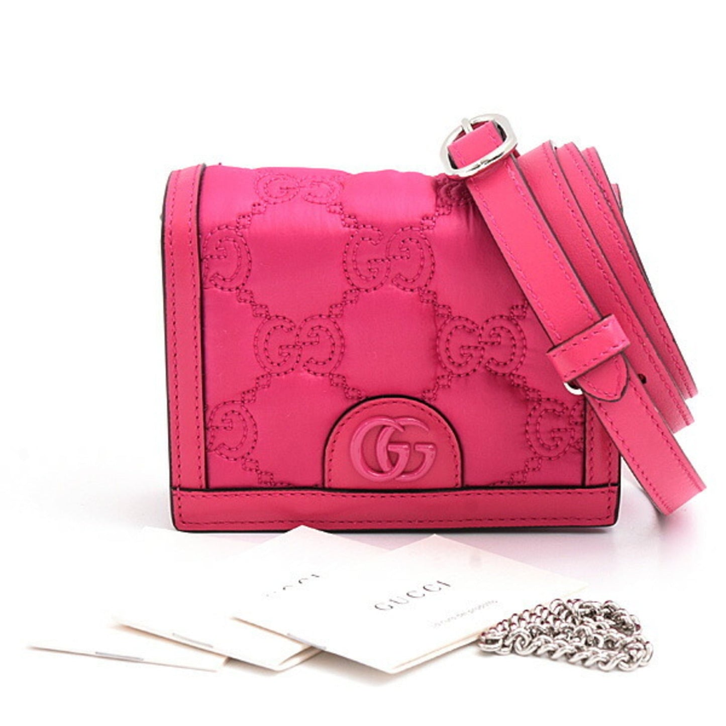 Gucci Pink Nylon Leather Shoulder Bag